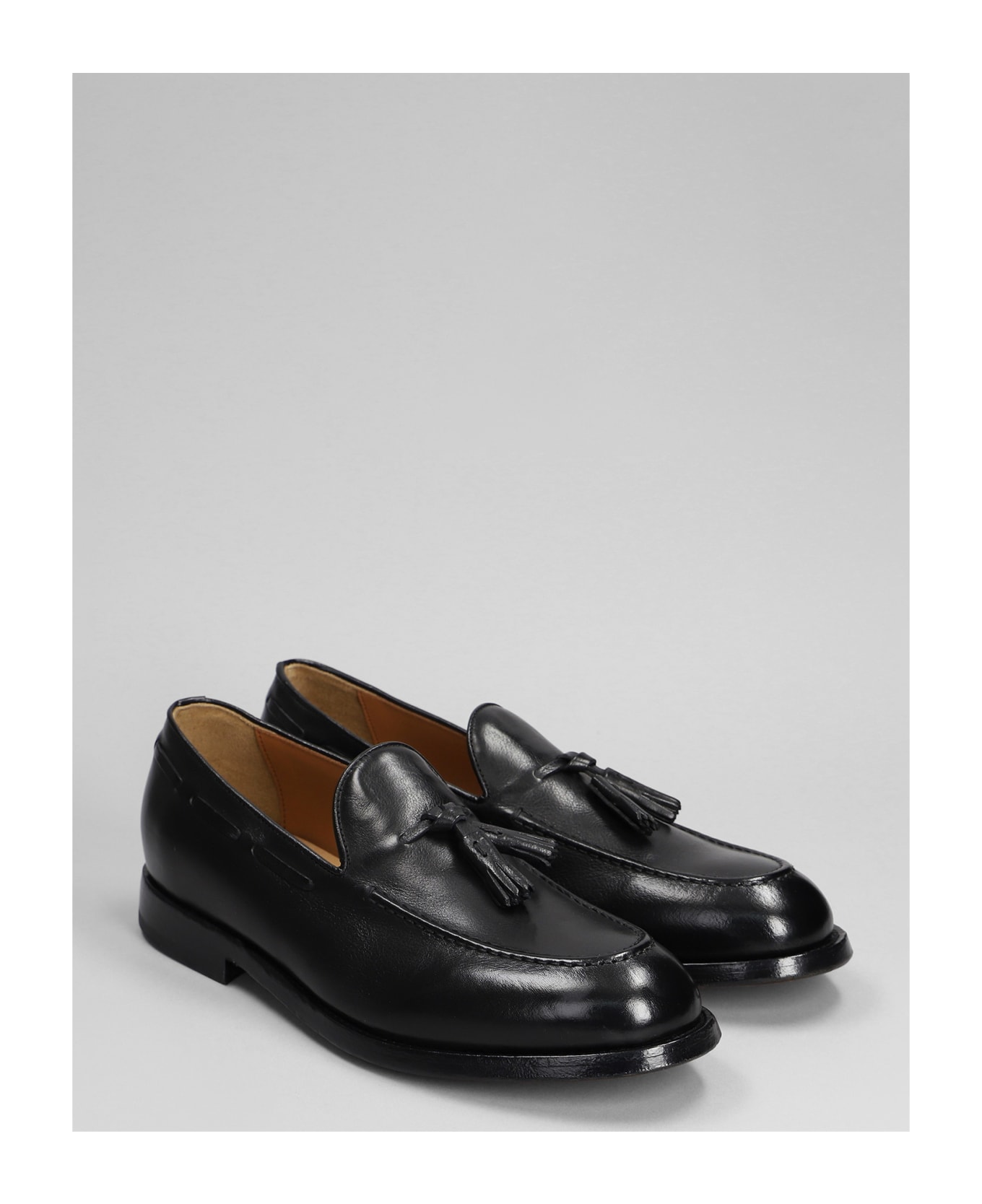 Green George Loafers In Black Leather - black ローファー＆デッキシューズ