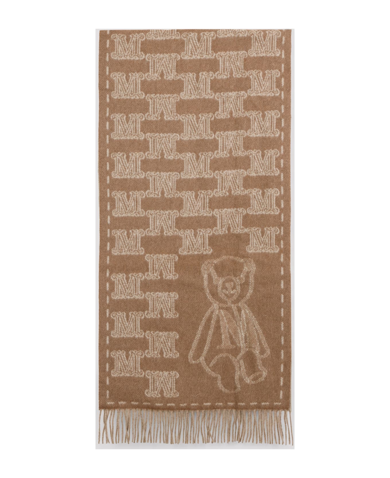 Max Mara Wsteddycamel Logo Teddy Scarf - Cacha Scuro