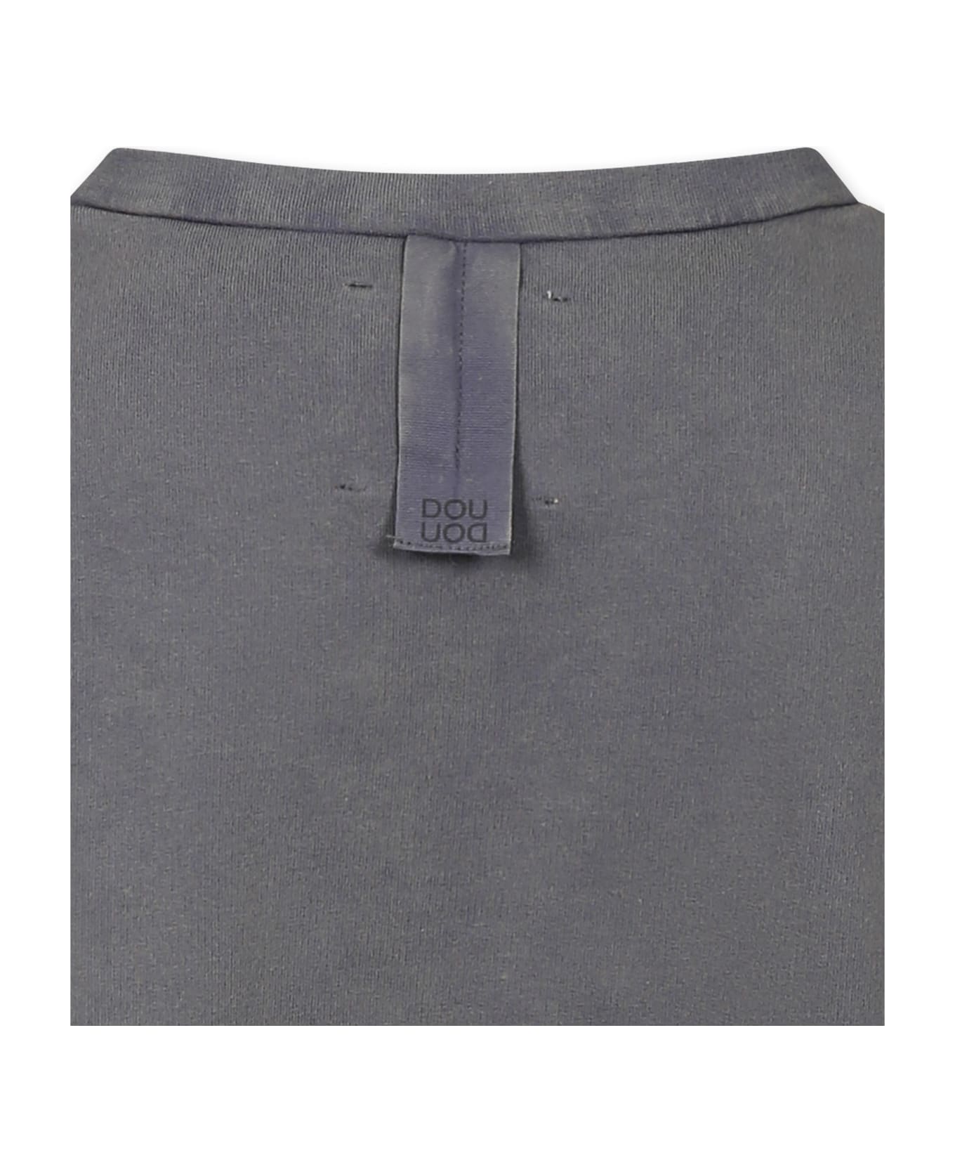 Douuod Grey Crop Sweatshirt For Girl With Logo - Grey