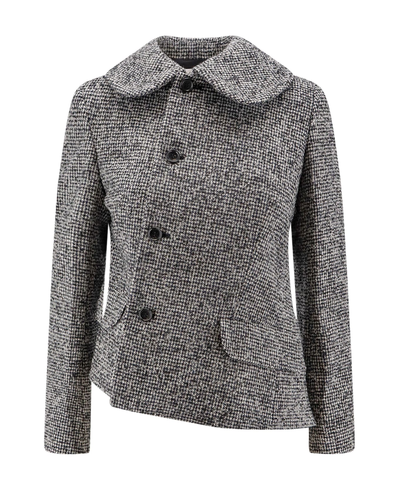 Comme des Garçons Play Wool Asymmetrical Blazer - Blackecru