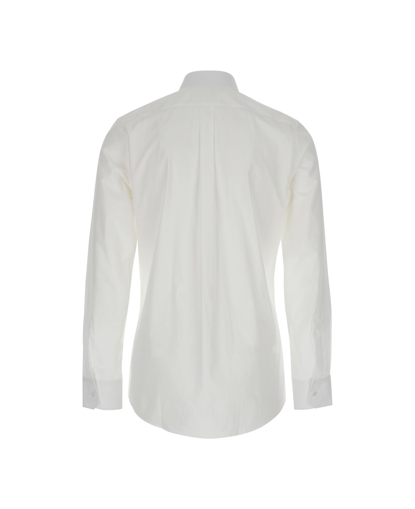 Dolce & Gabbana White Pointed Collar Shirt In Cotton Man - White