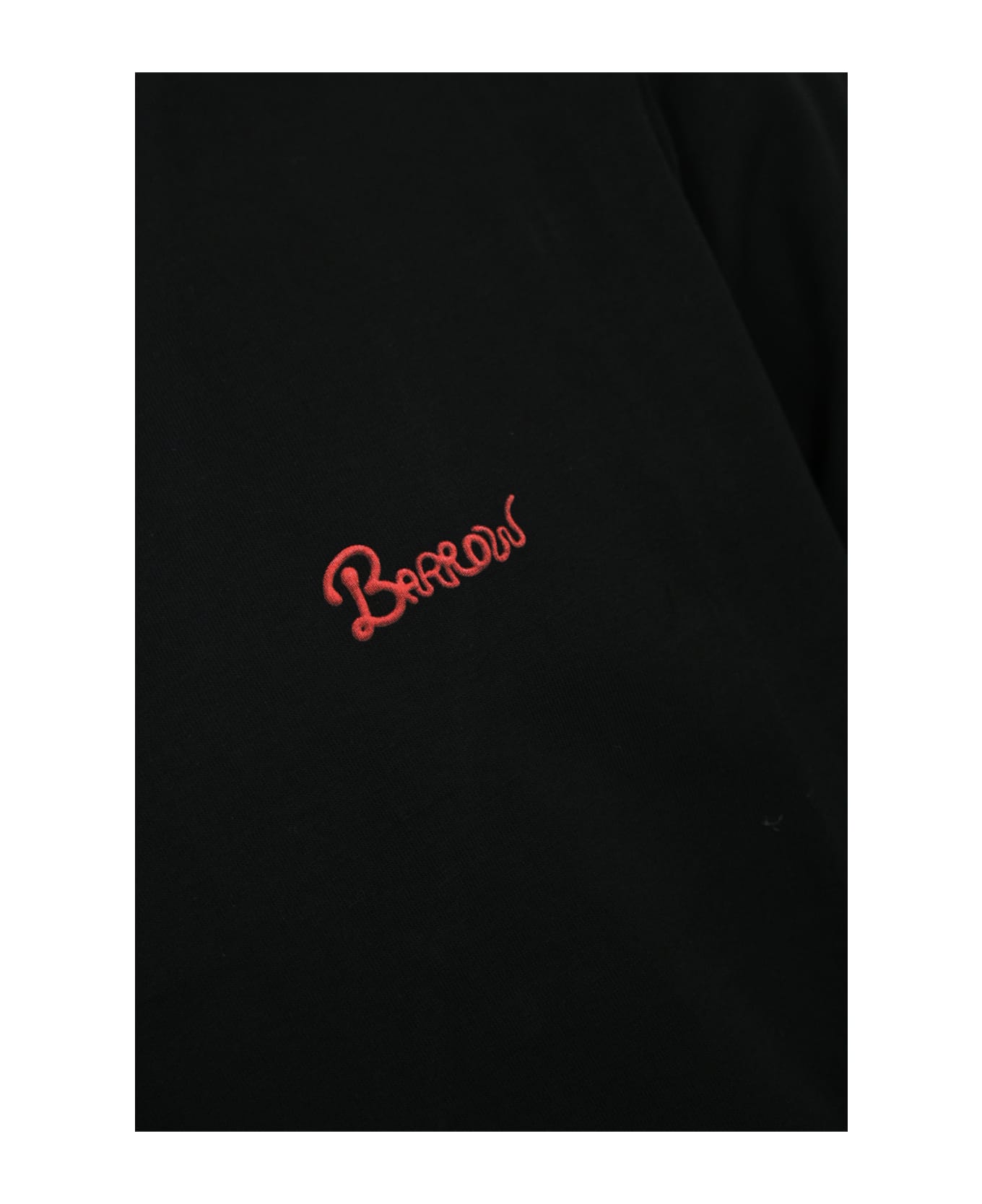 Barrow Cotton T-shirt With Cream Print - NERO BLACK