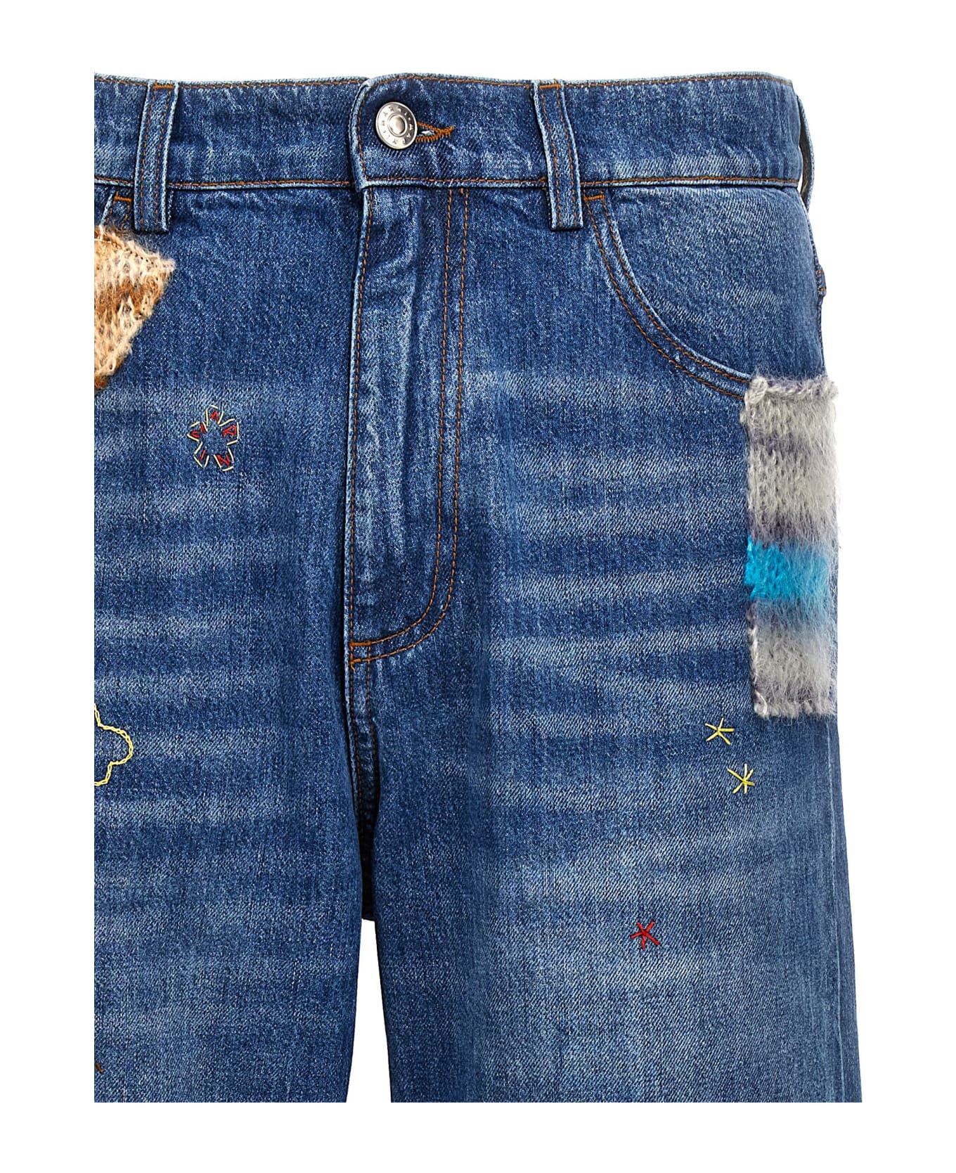 Marni Embroidery Jeans And Patches - Blue