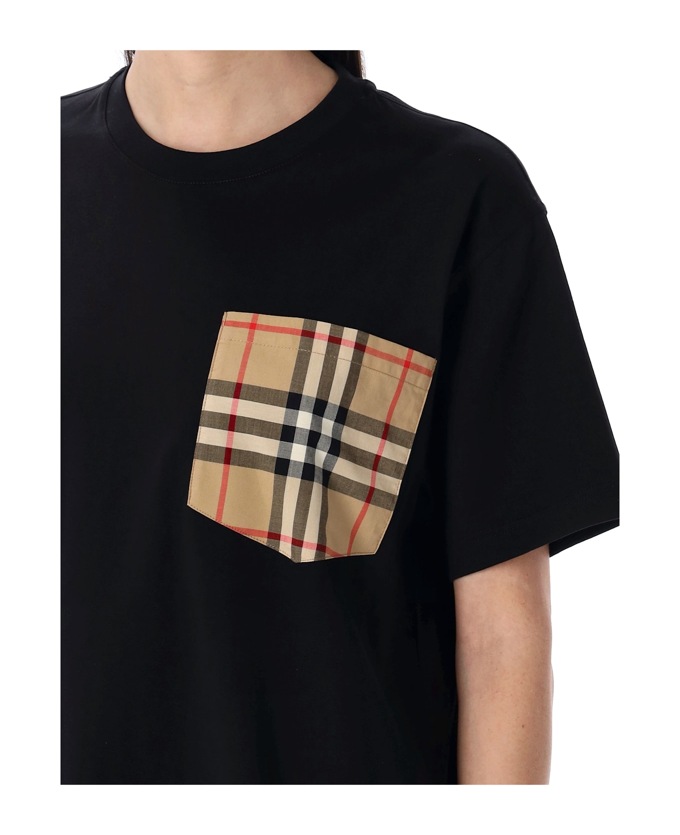 Burberry London Check Pocket Cotton T-shirt - BLACK