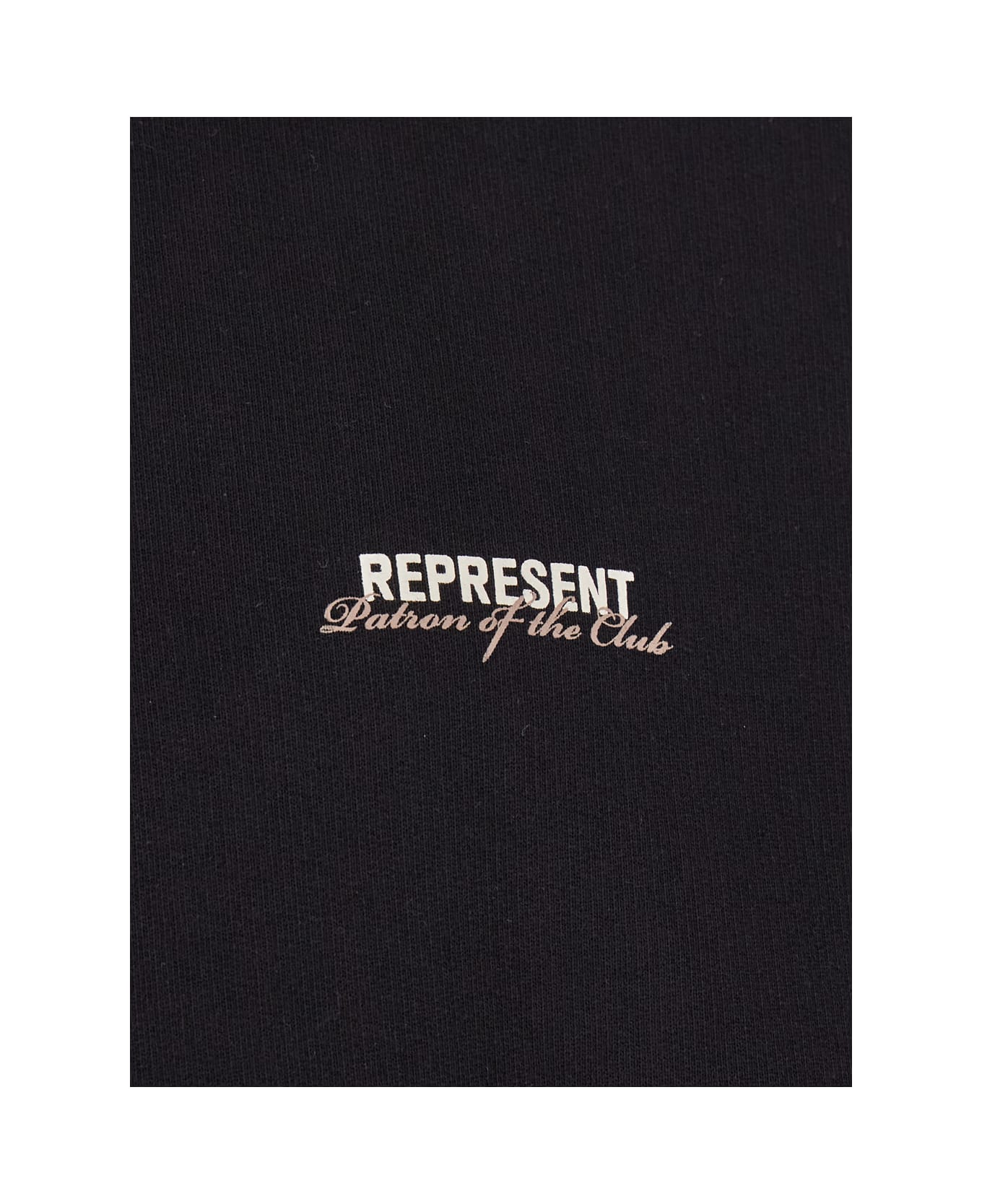 REPRESENT 
patron Of The Club
 Black Hoodie With Front And Back Logo Print In Cotton Man - Black
