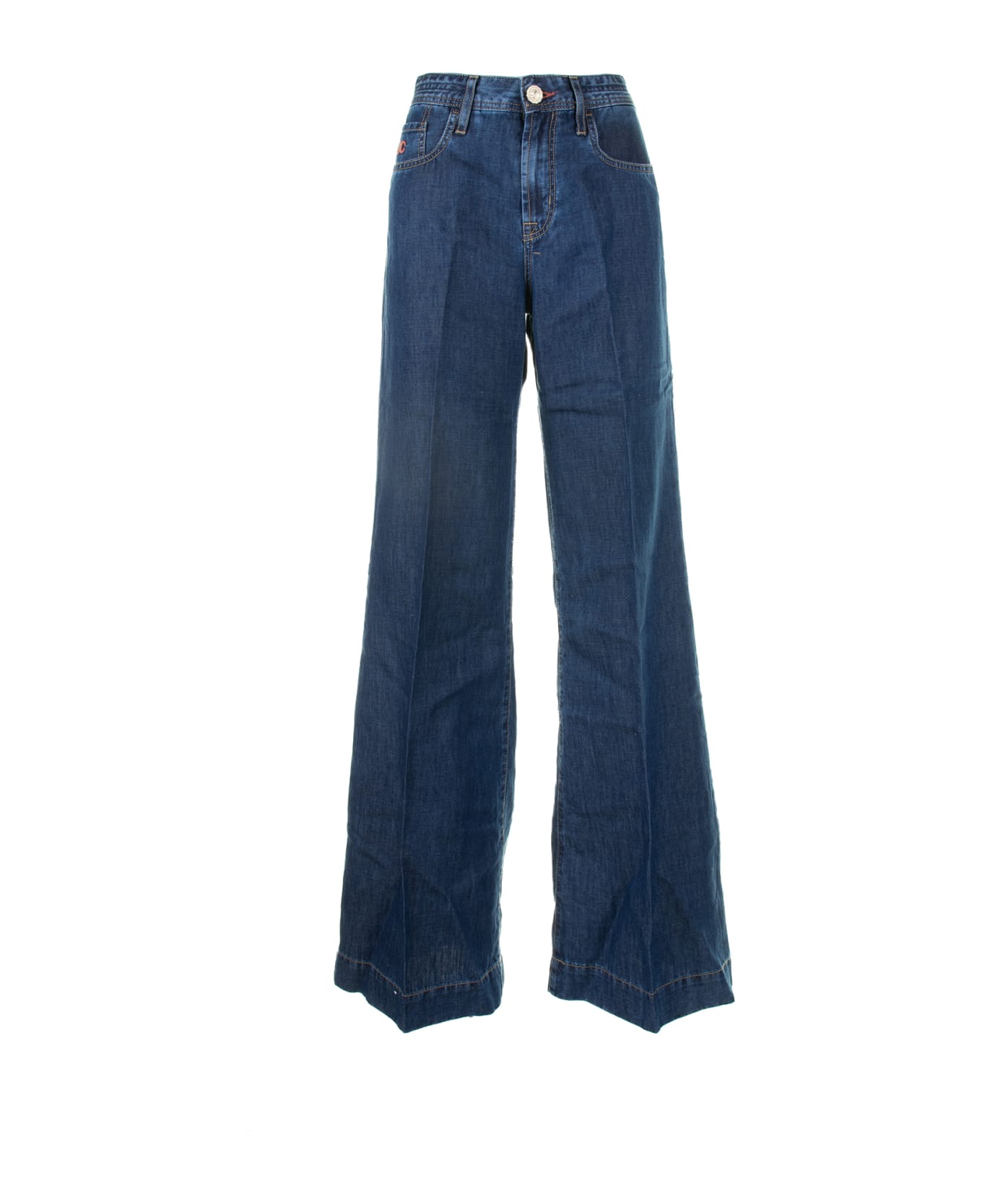 Jacob Cohen Wide Leg Jeans In Dark Denim - Blu