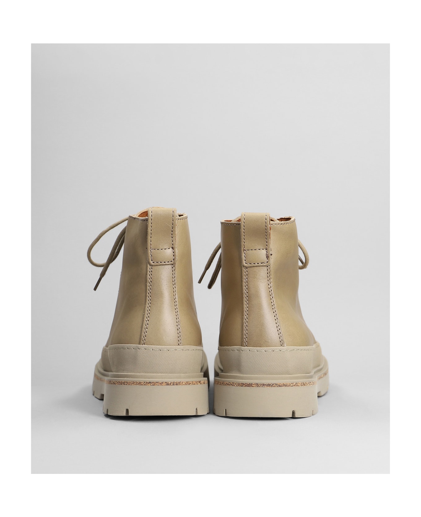 Birkenstock Prescott Combat Boots In Taupe Leather - Nude & Neutrals