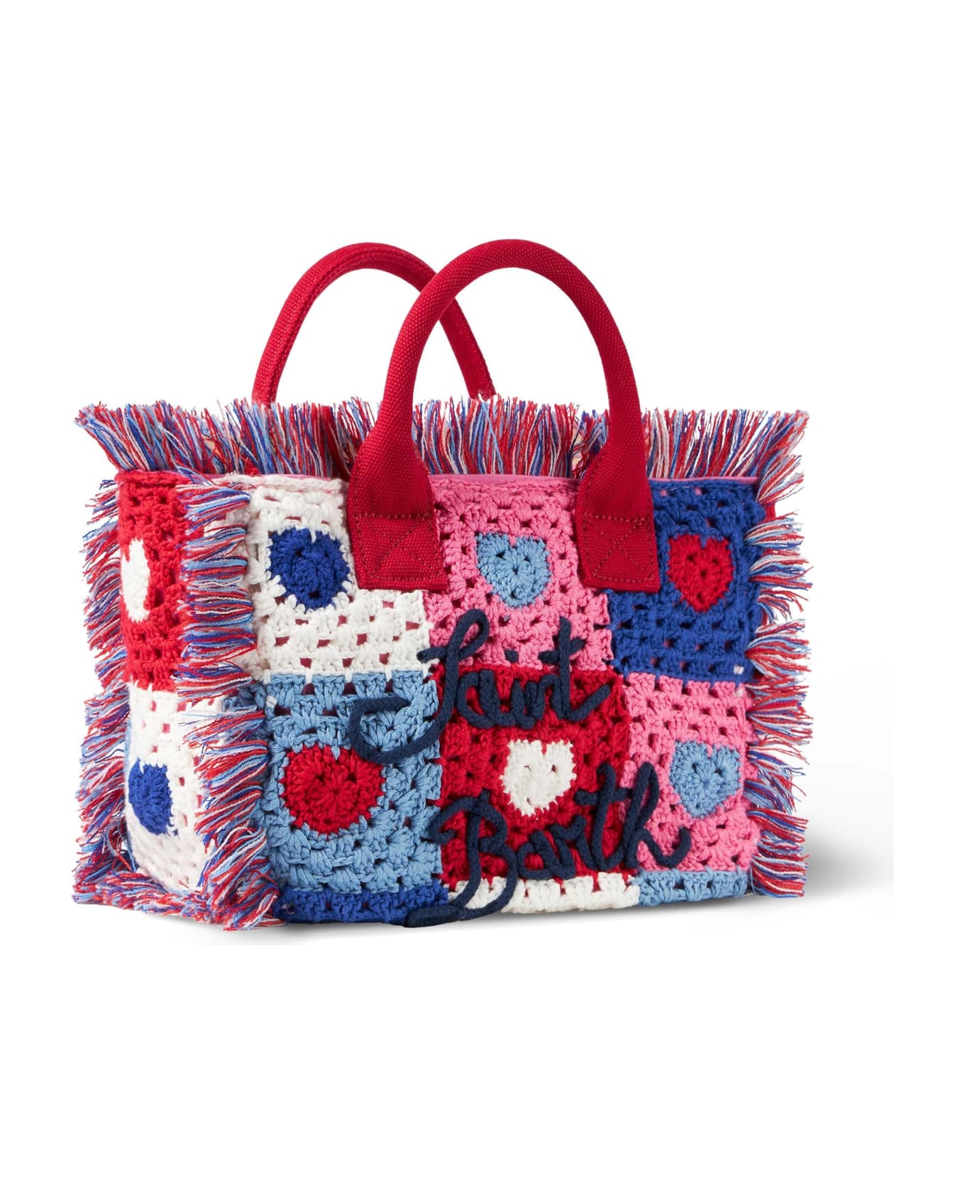 MC2 Saint Barth Colette Handbag With Crochet Heart Patches - RED
