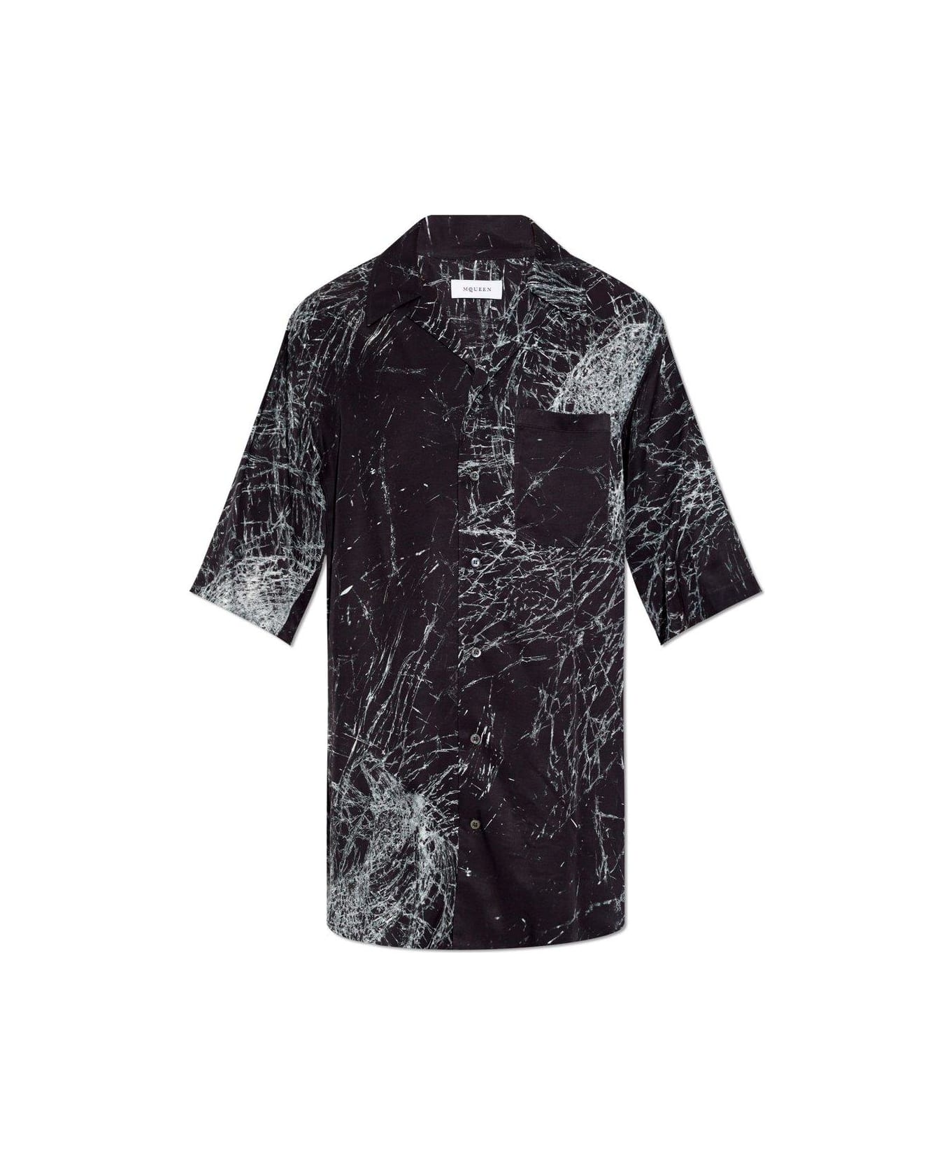 Alexander McQueen Smashed Screen Collared Shirt - BLACK
