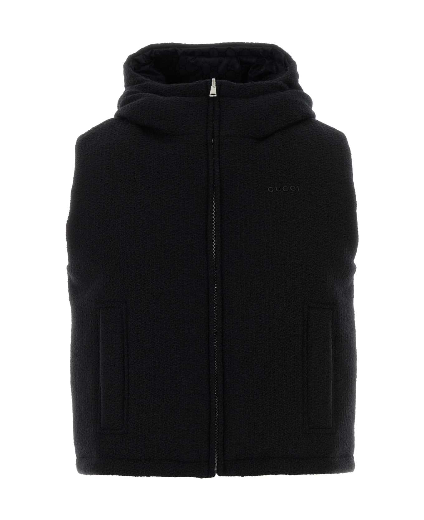 Gucci Black Boucle Reversible Sleeveless Jacket - Black