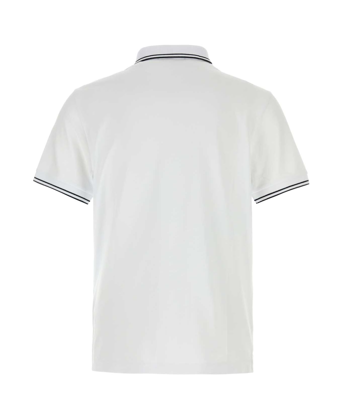 Stone Island White Stretch Piquet Polo Shirt - WHITE