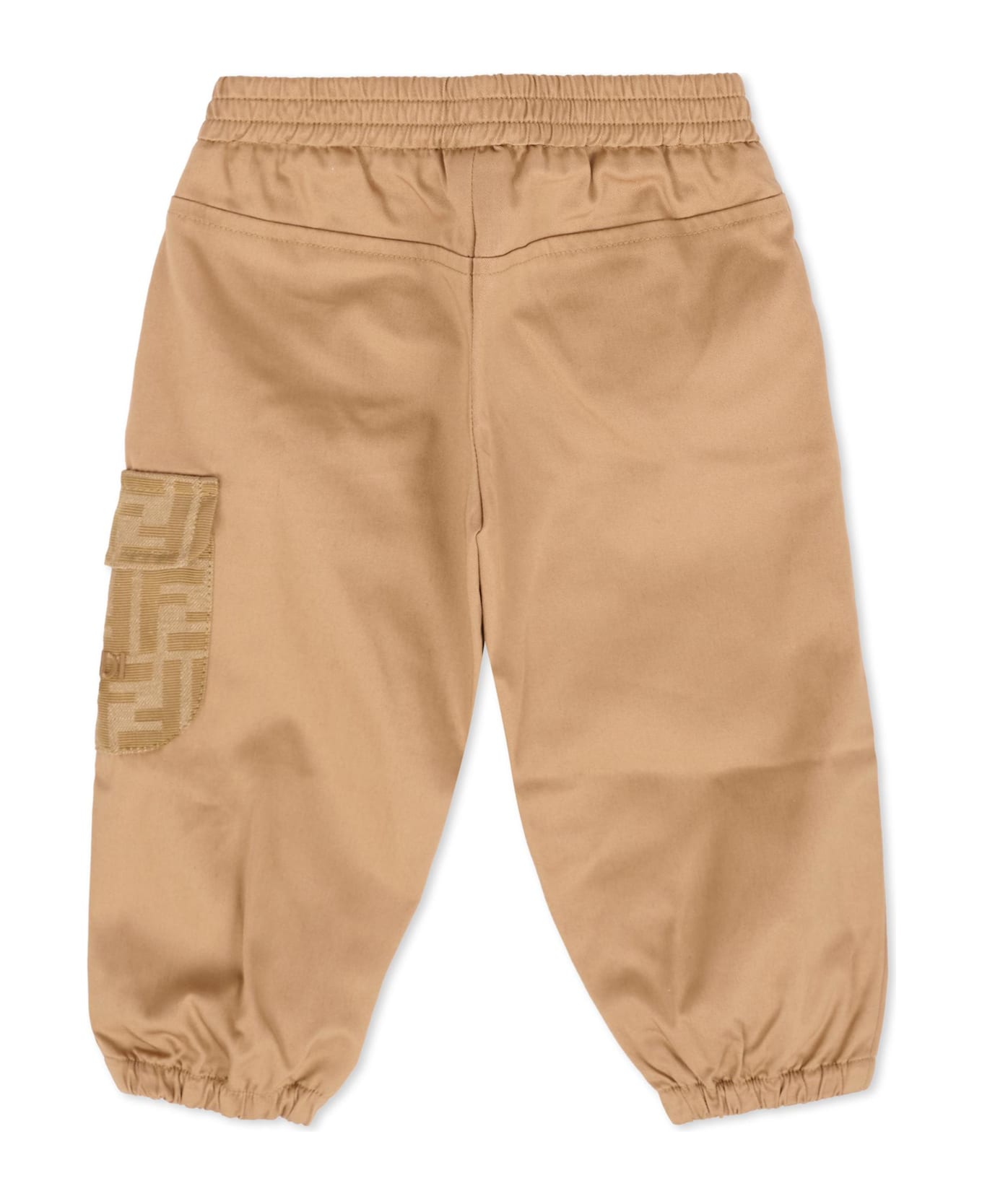 Fendi Beige Trousers For Baby Boy With Logo - Beige ボトムス