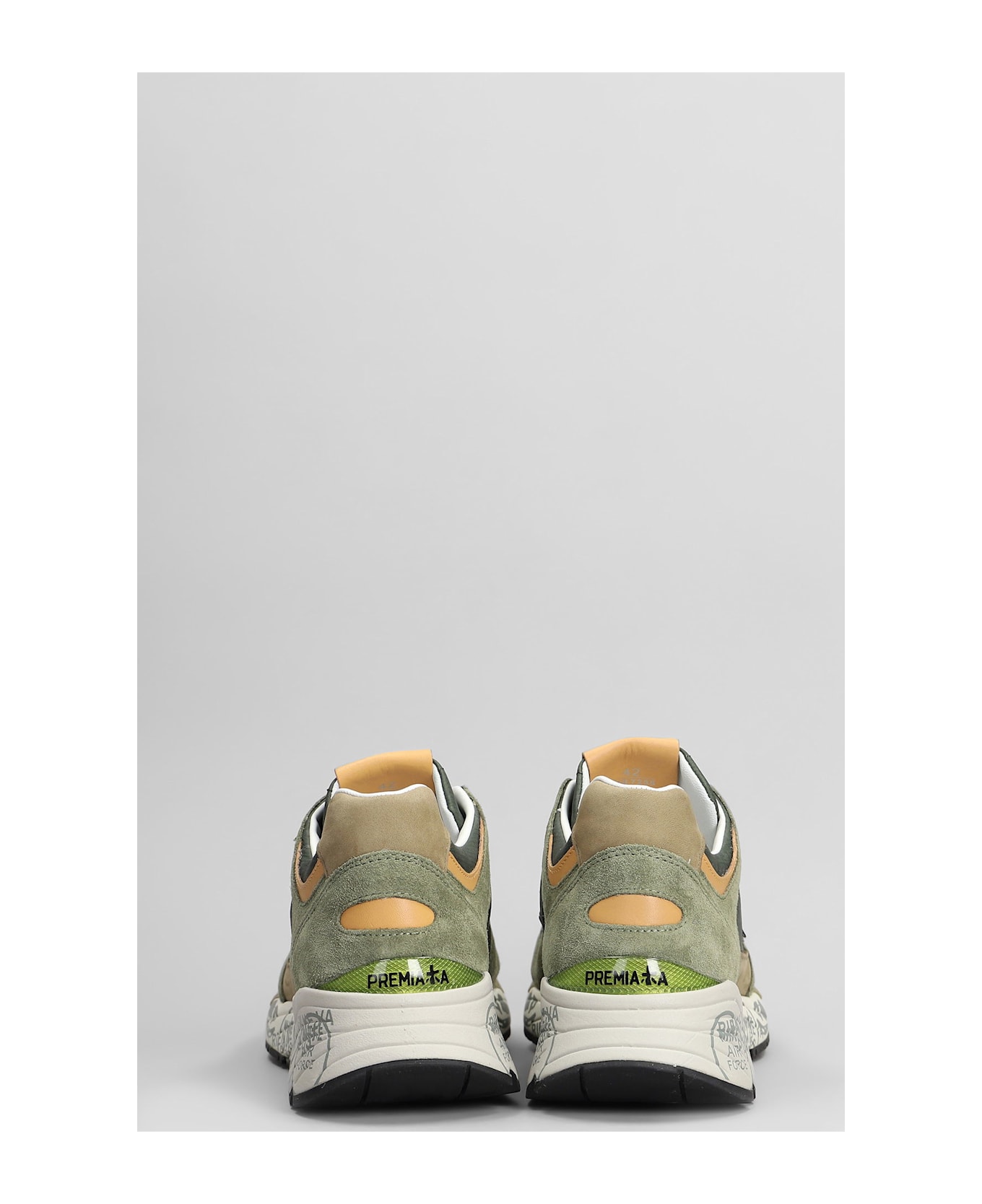 Premiata Mase Sneakers In Green Suede And Fabric - green