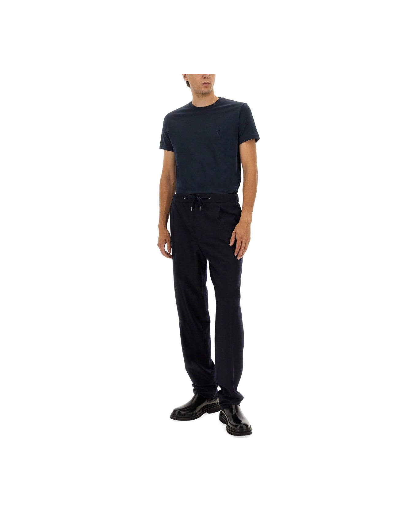 Giorgio Armani Crewneck Cotton T-shirt - BLUE