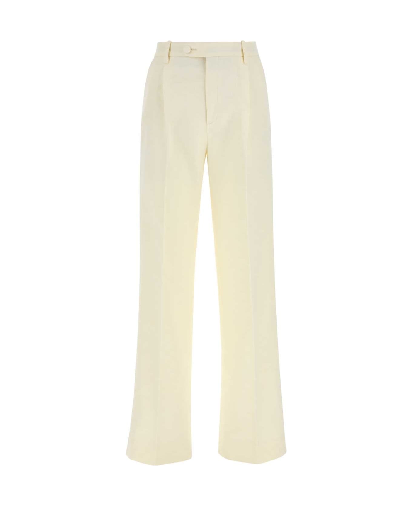 Gucci Embroidered Cotton Blend Wide-leg Pant - Beige ボトムス