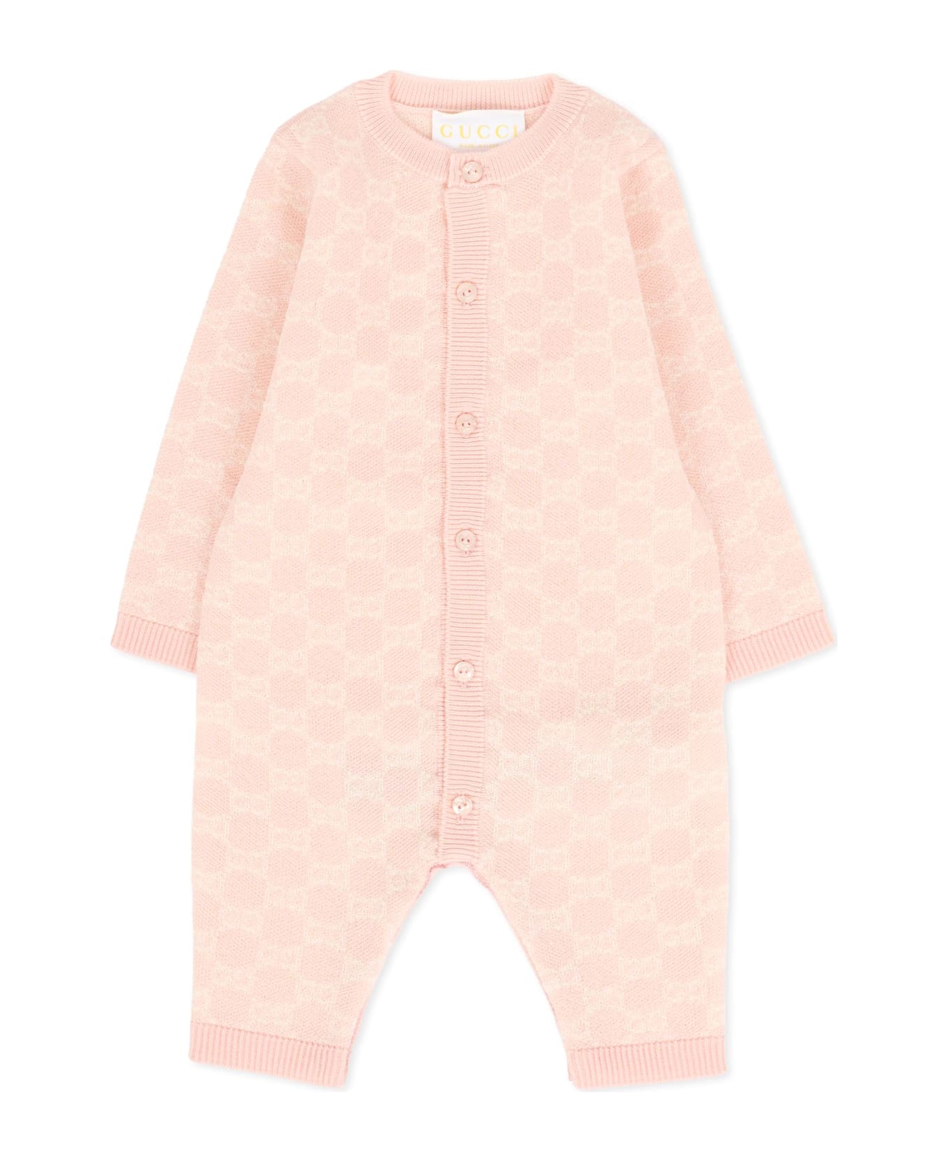 Gucci Pink Babygrow For Baby Girl With Gg - Pink