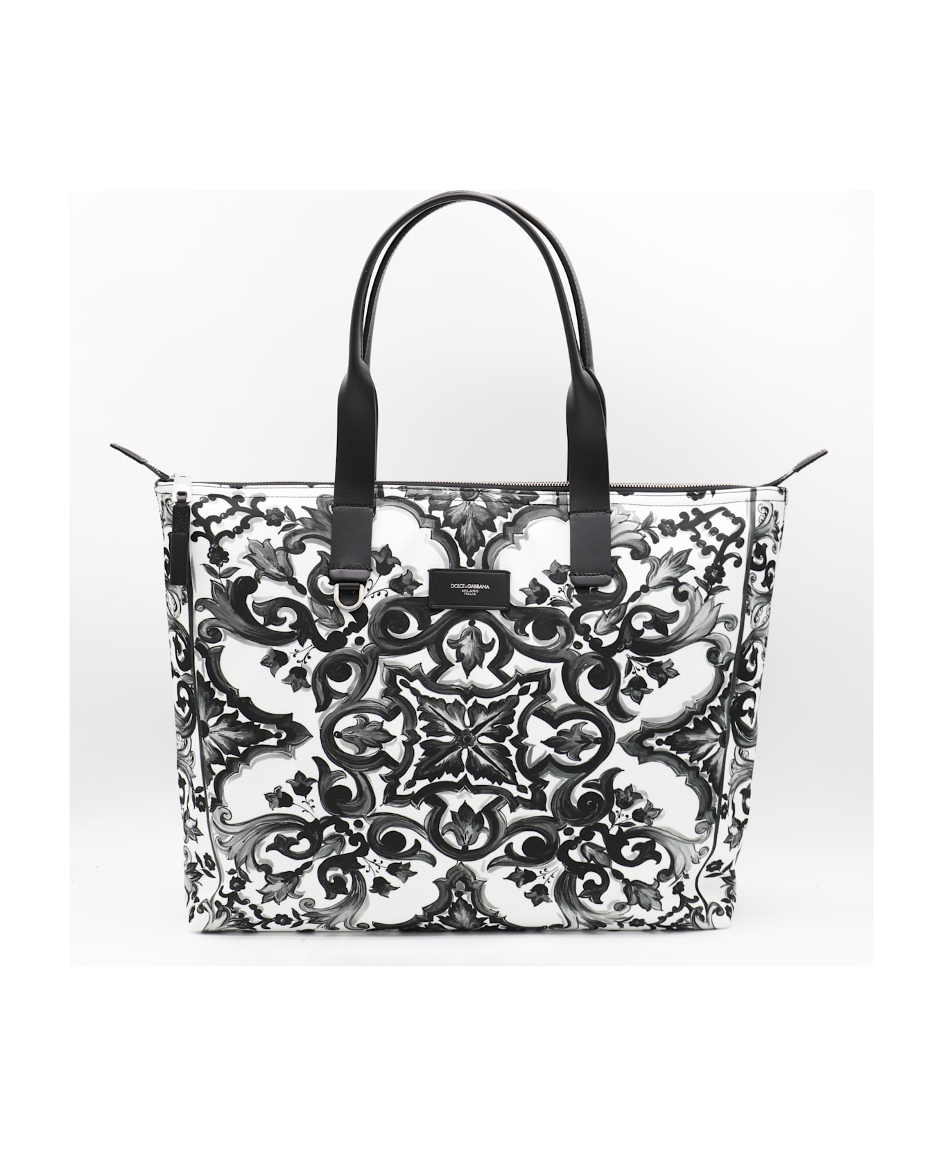 Dolce 
Gabbana Black And White Majolica Totes - Black