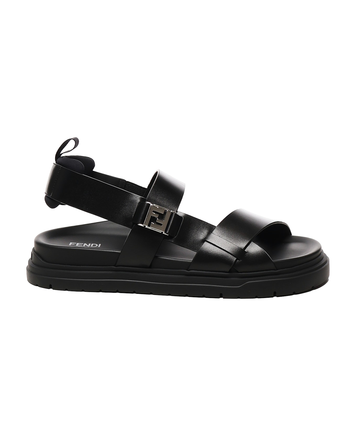Fendi Ff Leather Sandals - Black