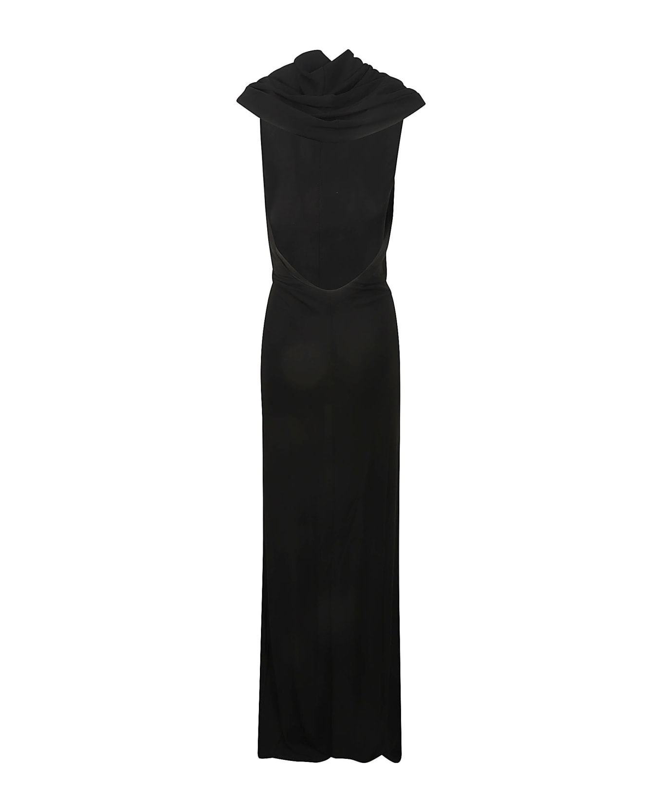 Saint Laurent Scarf Detail Long Dress - Nero