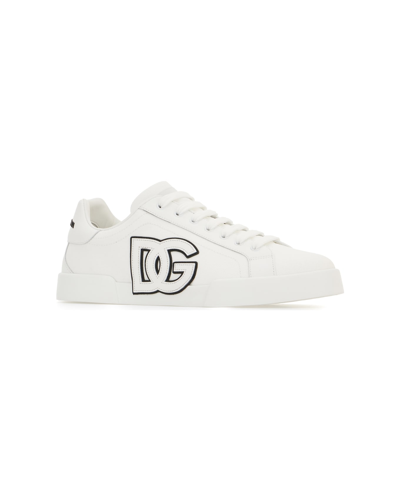 Dolce & Gabbana White Canvas Sneakers - WHITE BLACK