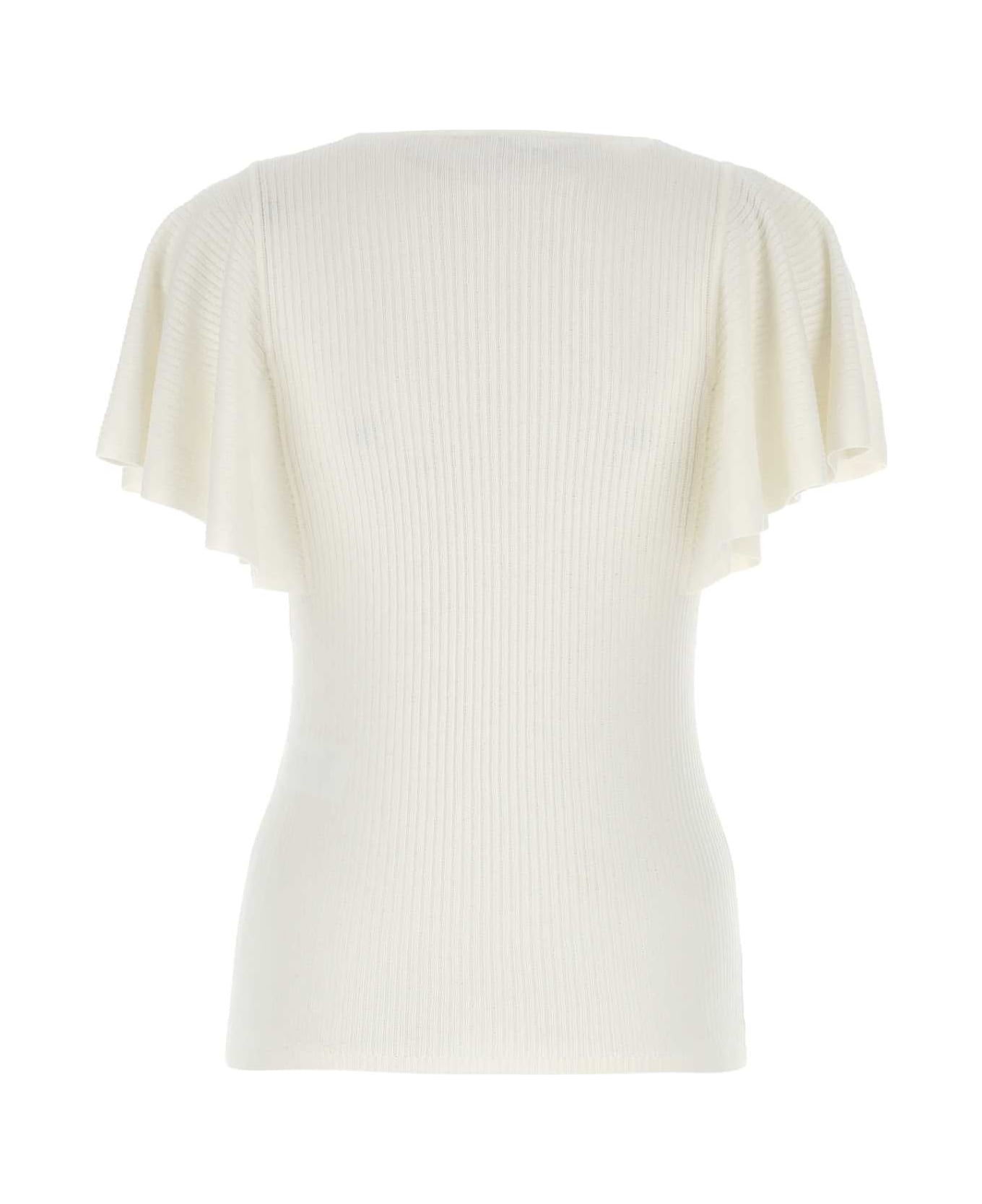 Chloé Ivory Stretch Wool Blend Top - ICONICMILK