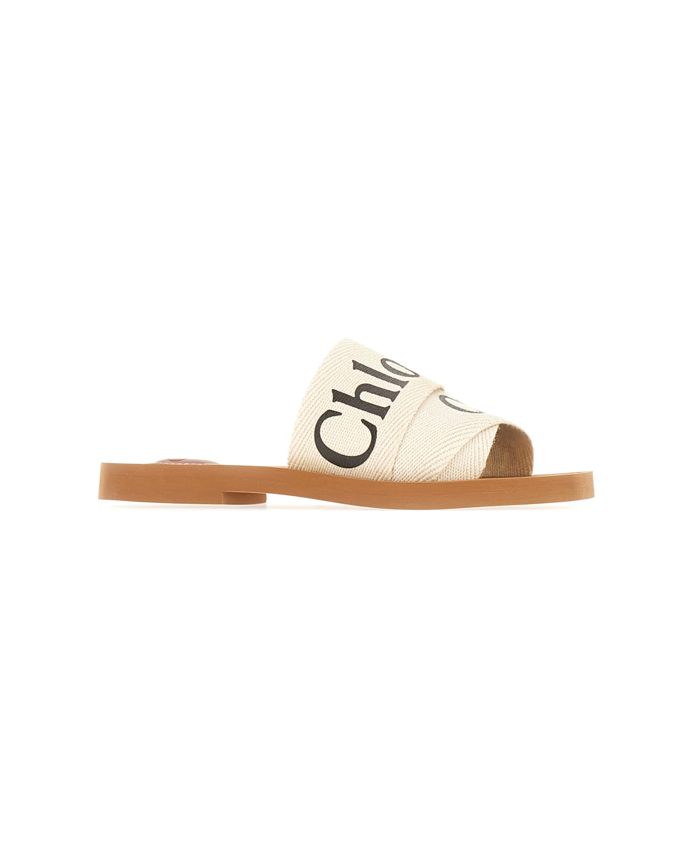 Chloé White Linen Blend Woody Slippers - 101