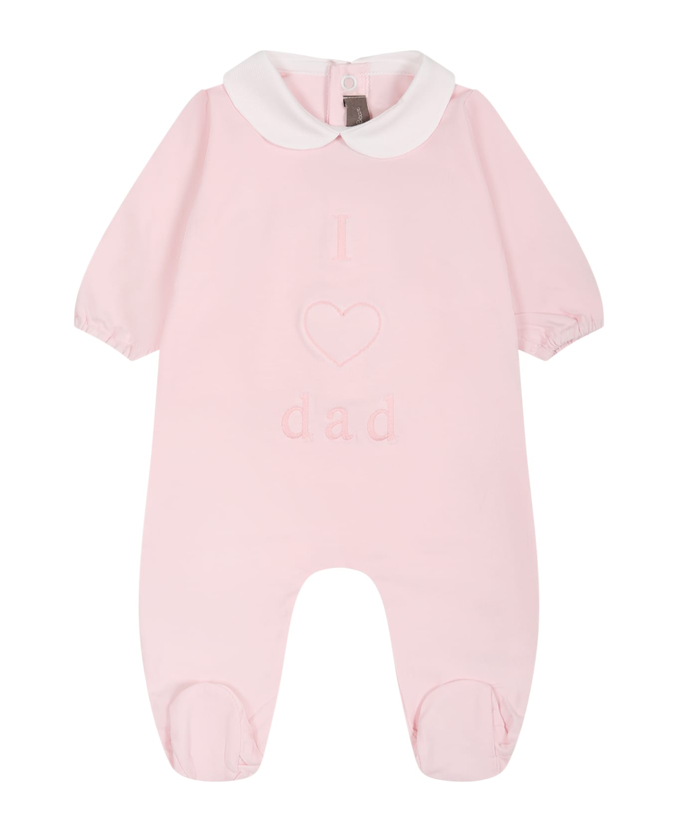 Little Bear Pink Onesie For Baby Girl With Writing And Heart - Rosa ボディスーツ＆セットアップ
