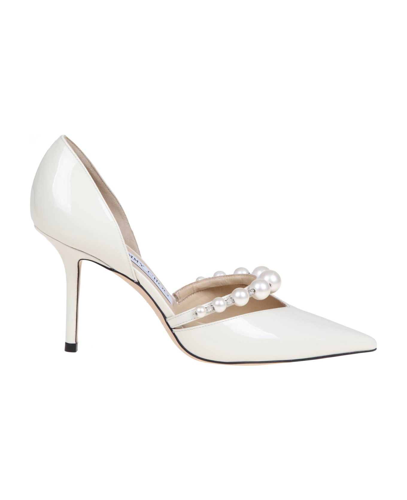 Jimmy Choo Aurelie 85 Patent Leather Pumps With Applied Pearls