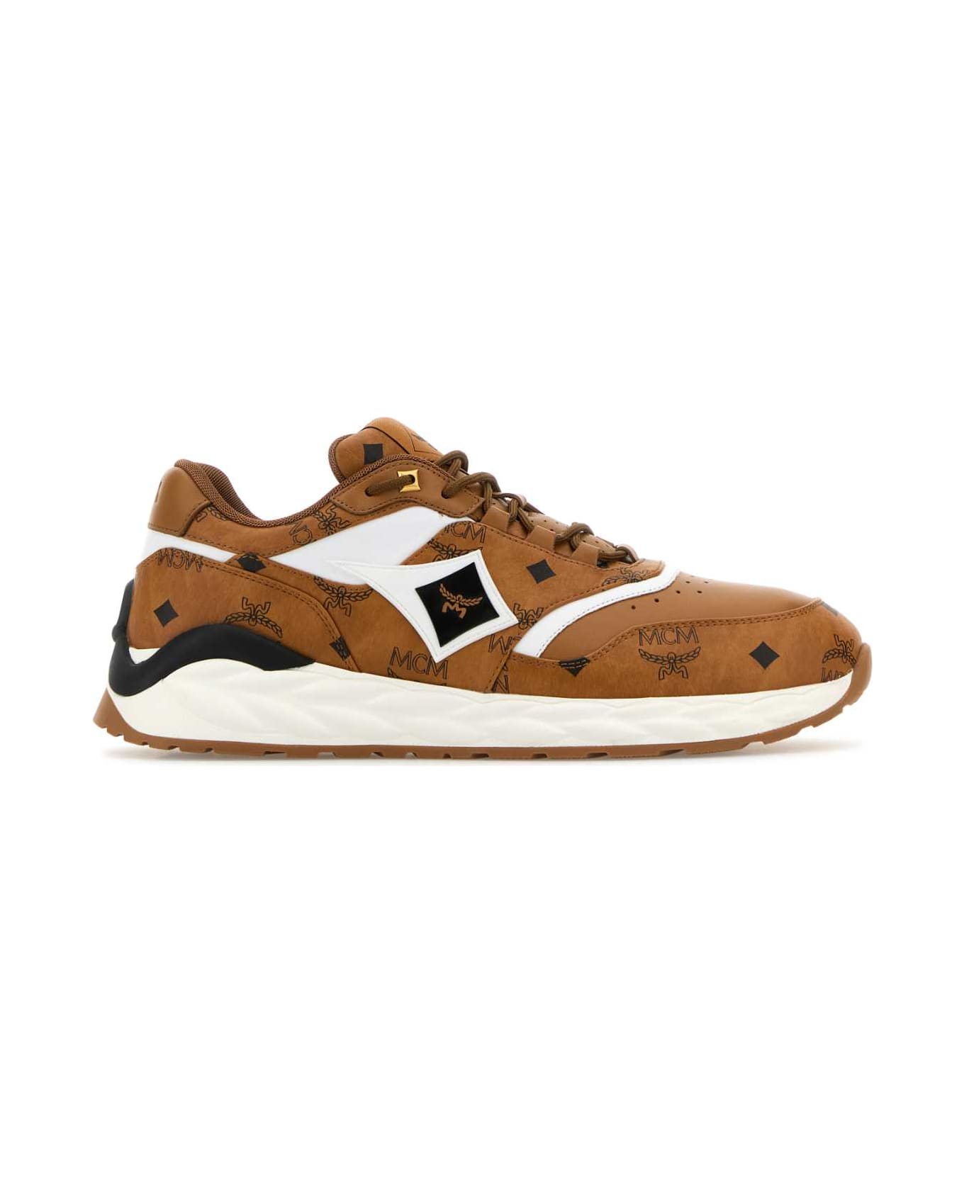 MCM Multicolor Canvas And Leather Skywander Sneakers - COGNAC