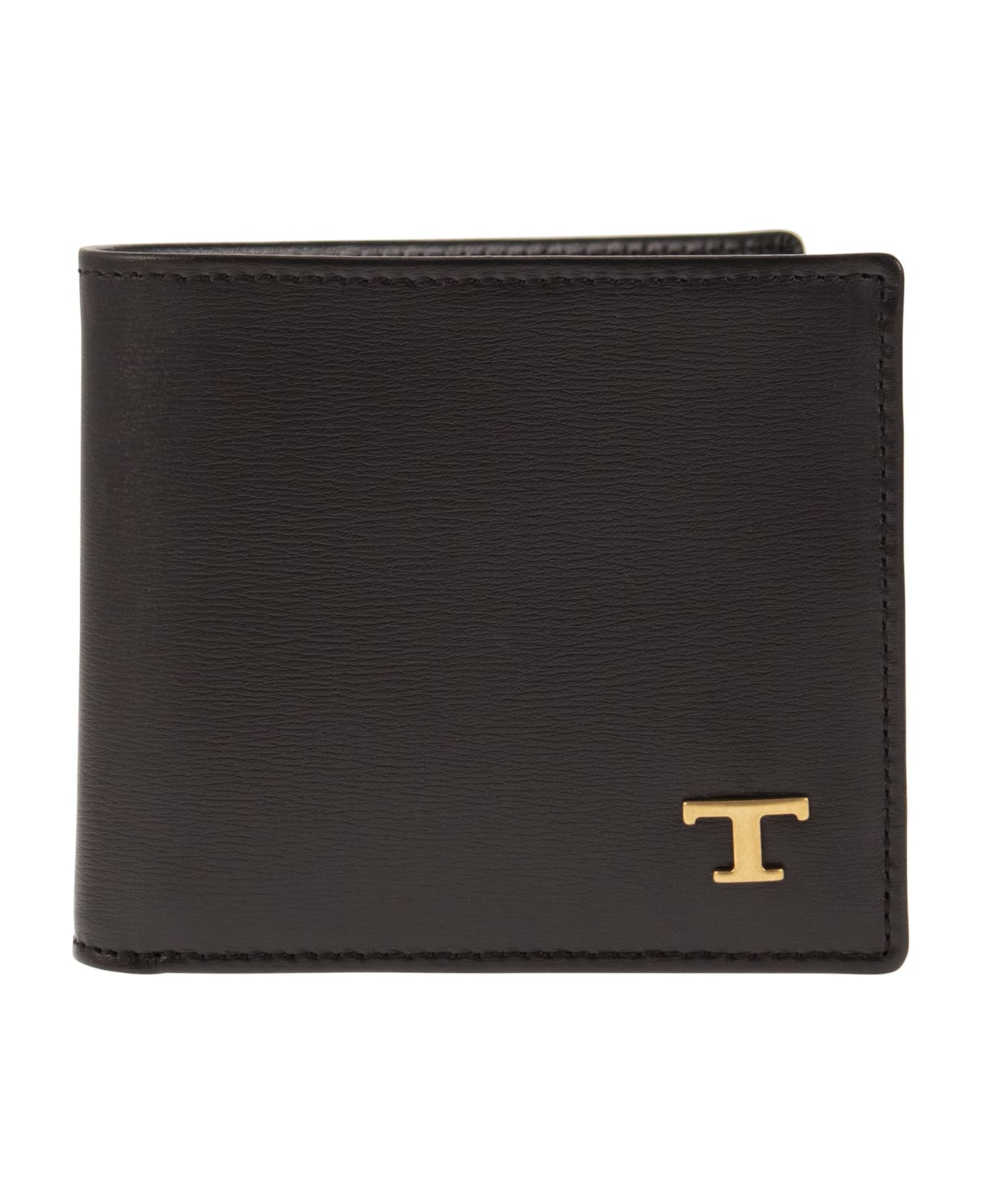 Tod's Leather Wallet With Logo - Dark Brown