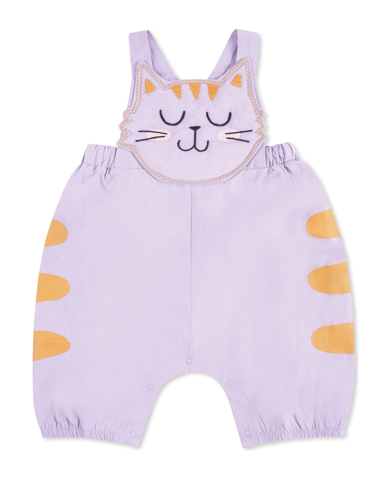 Stella McCartney Kids Lilac Dungarees For Baby Girl With Cat - Lilac