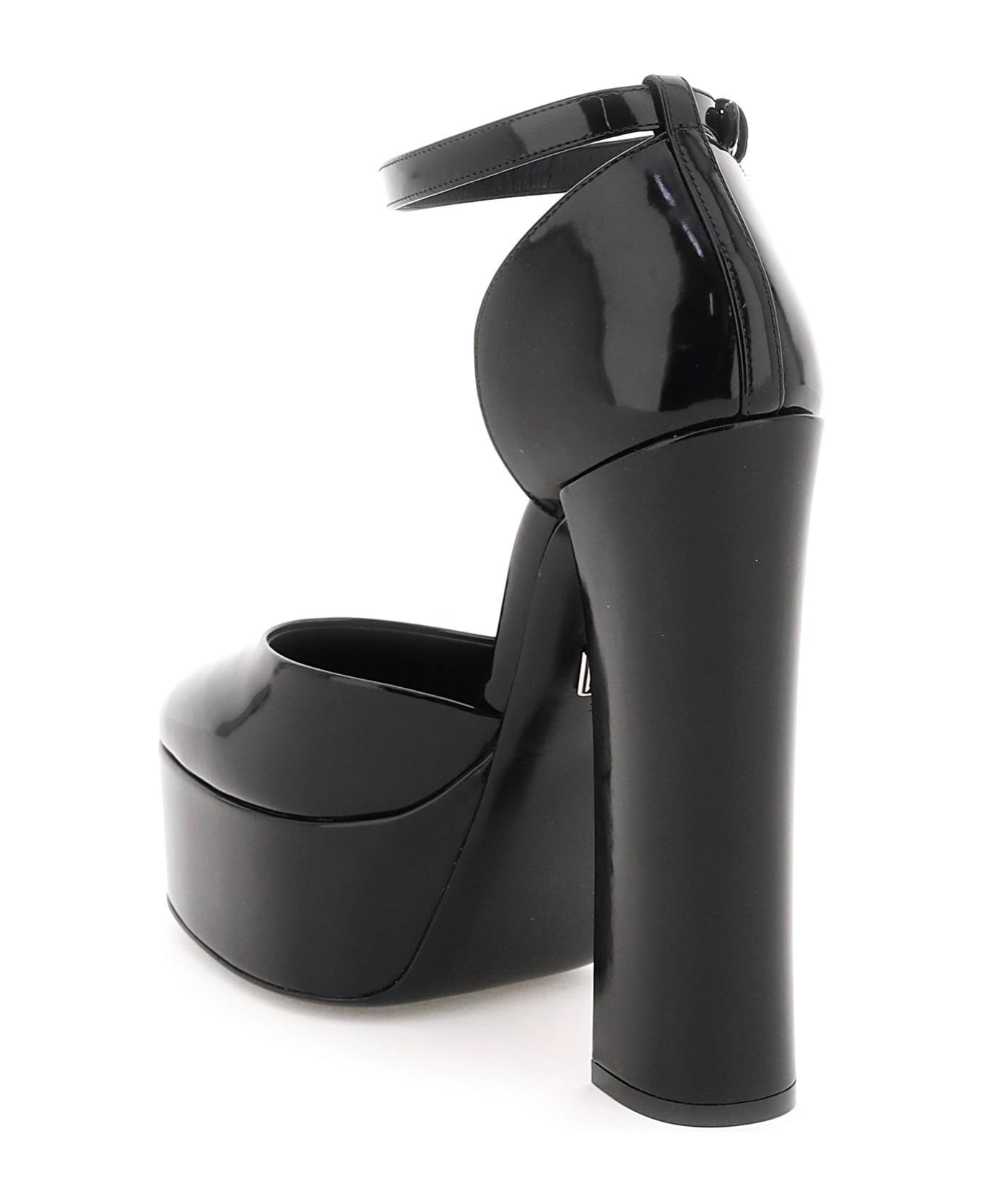 Dolce & Gabbana Polished Leather Platform Pumps - Black