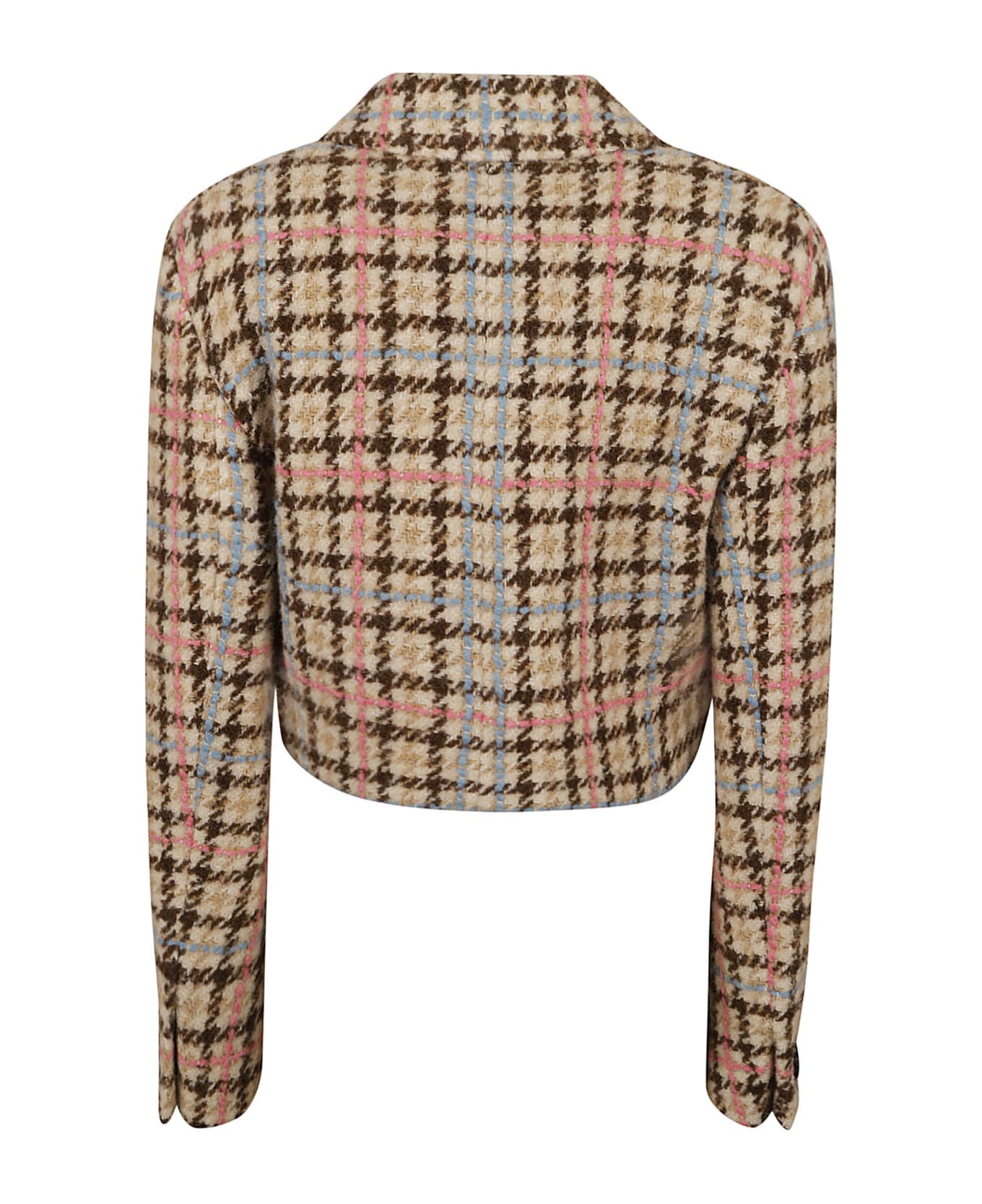 MSGM Houndstooth Cropped Check Jacket - Beige ブレザー