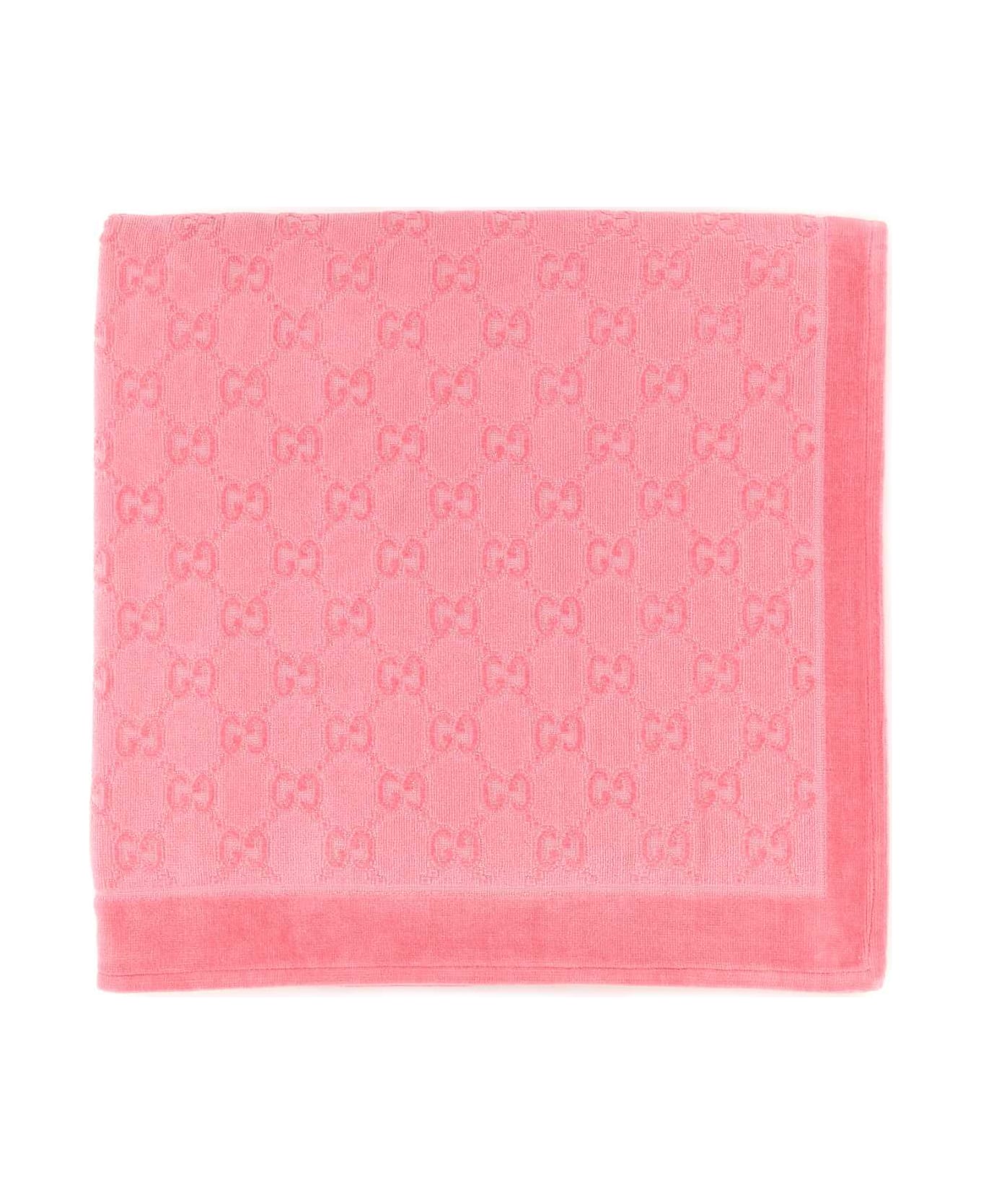 Gucci Fluo Pink Terry Fabric Beach Towel - PINK