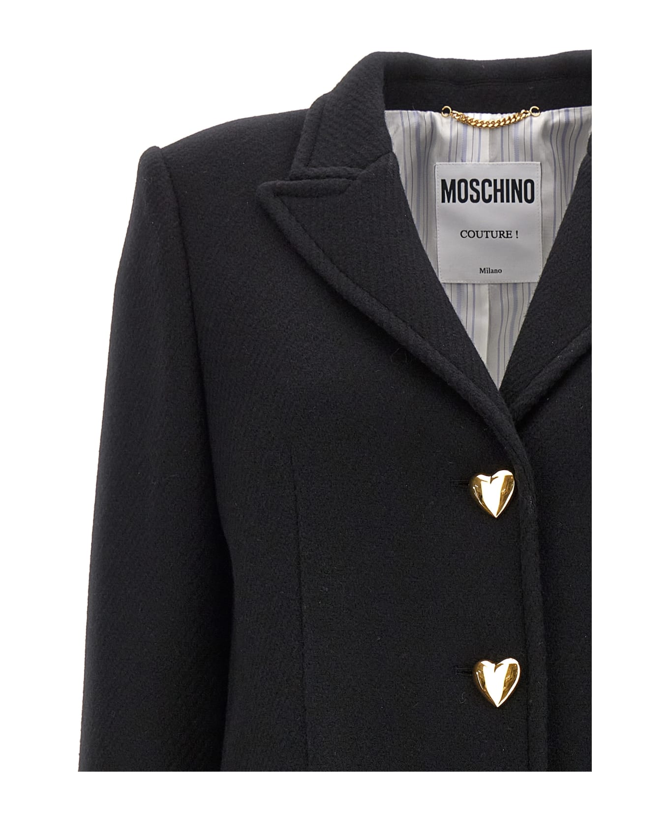 Moschino Heart Button Coat - Black   コート