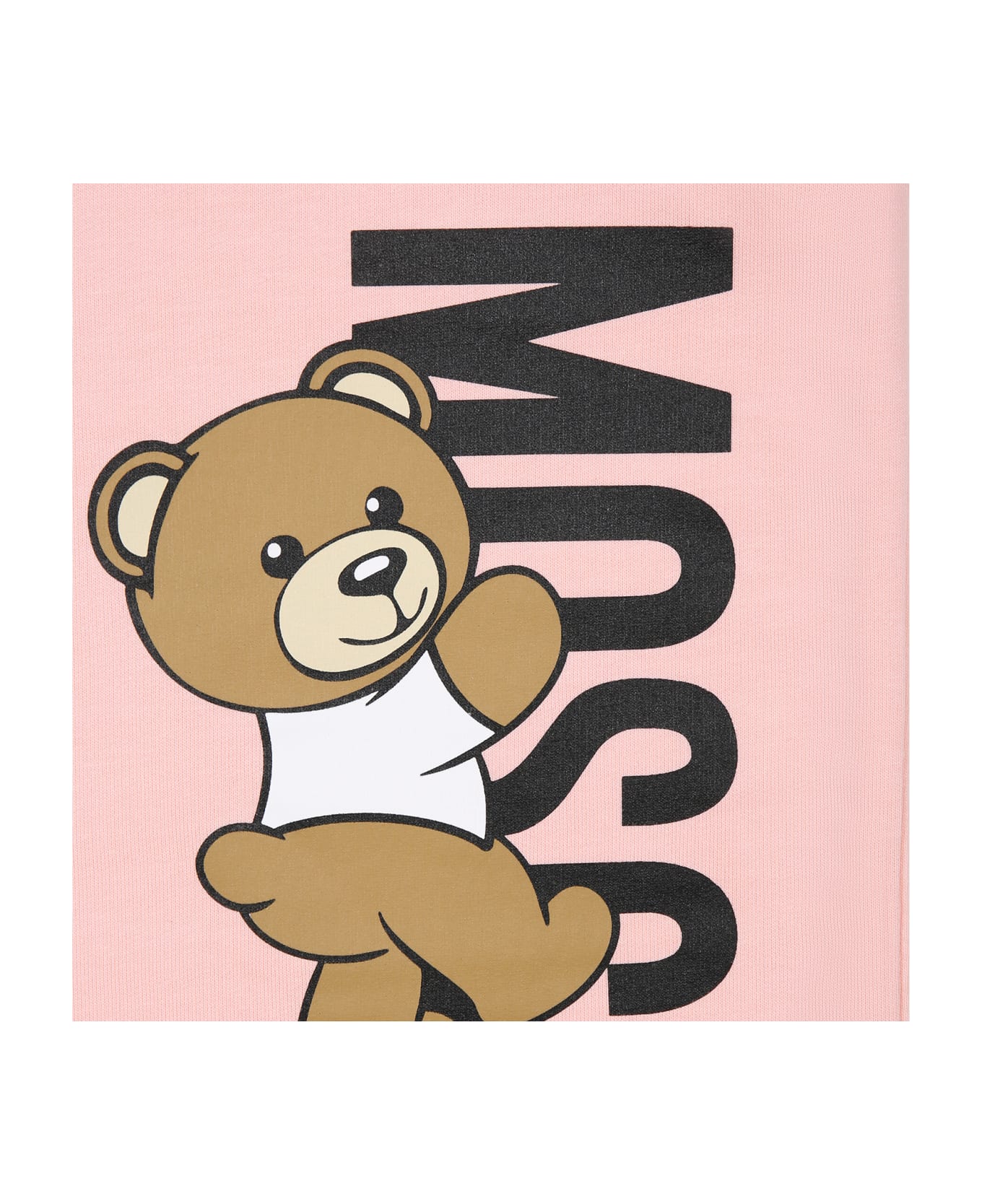 Moschino Pink Blanket For Baby Boy With Teddy Bear And Logo - Pink