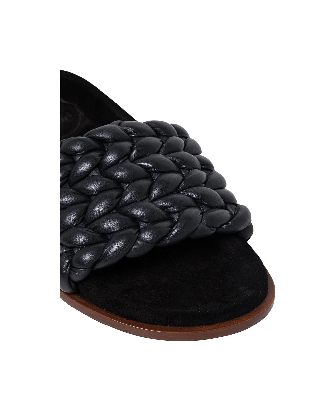 Chloé Black Braided Leather Mules - Black サンダル