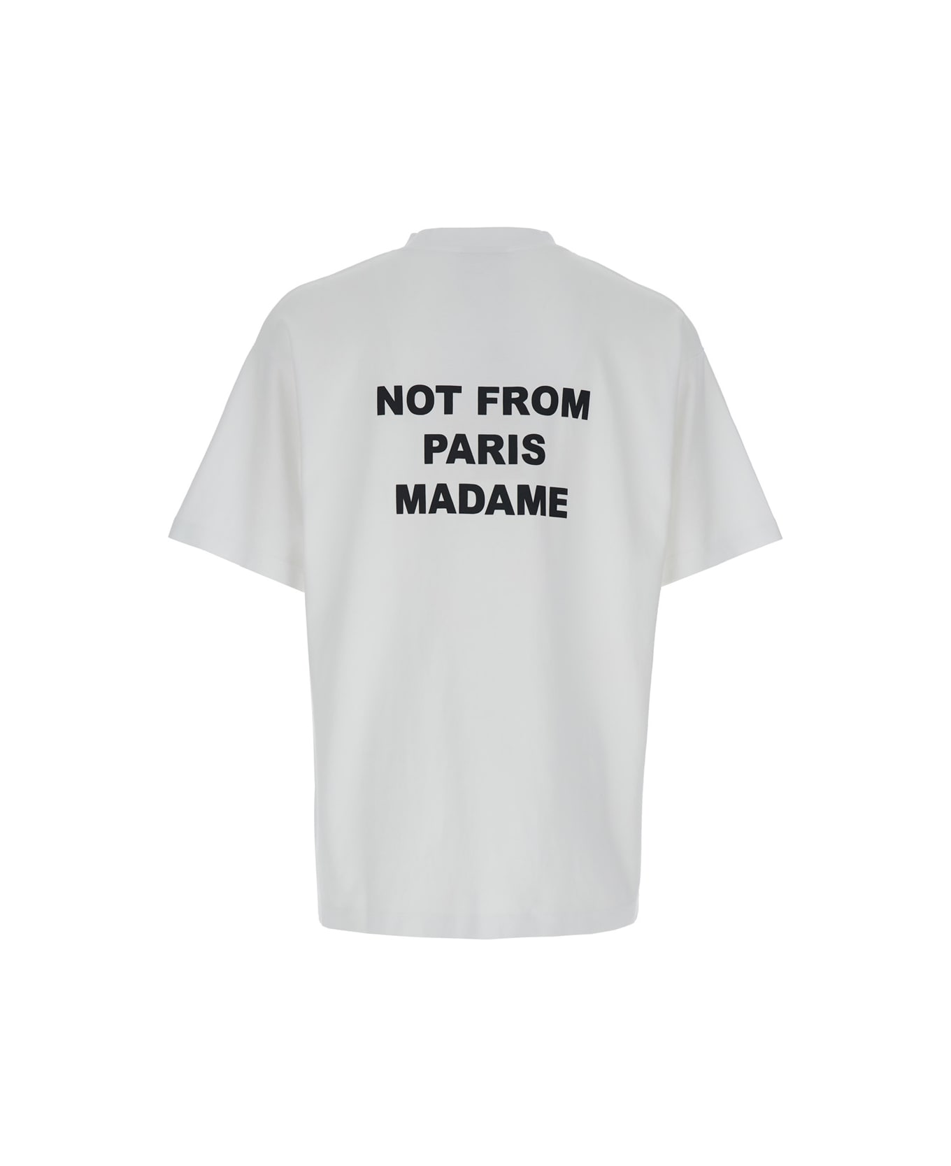 Drôle de Monsieur White Crewneck T-shirt With Slogan Print On The Front And Back In Cotton Man - White