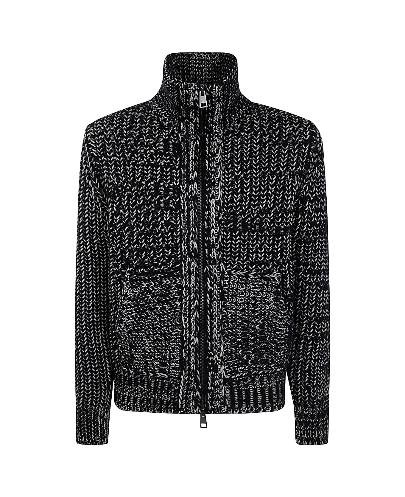 Nuur Long Sleeves Mouline` Jacket - Black Ecru