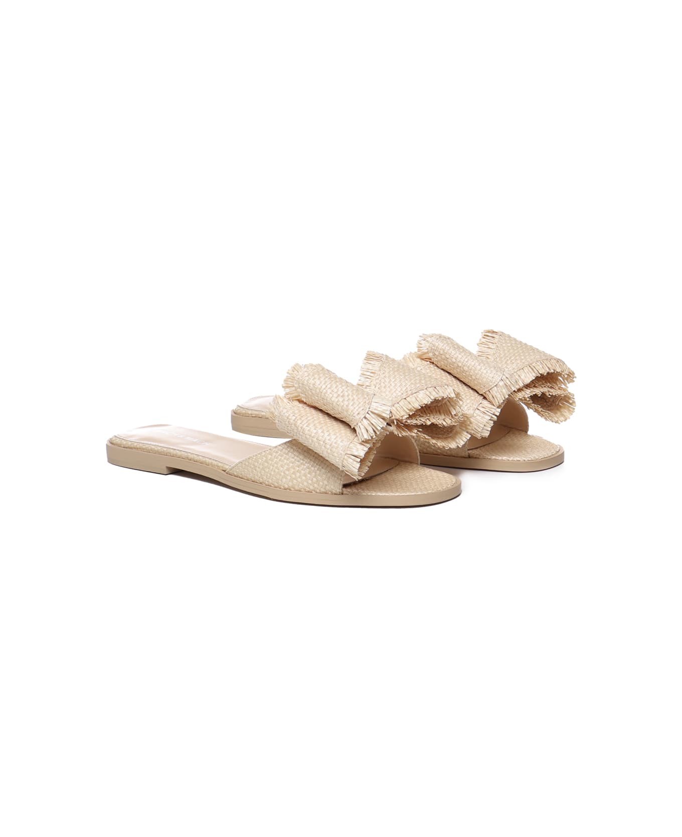 Mach & Mach Flat Sandal In Rope And Leather - Beige