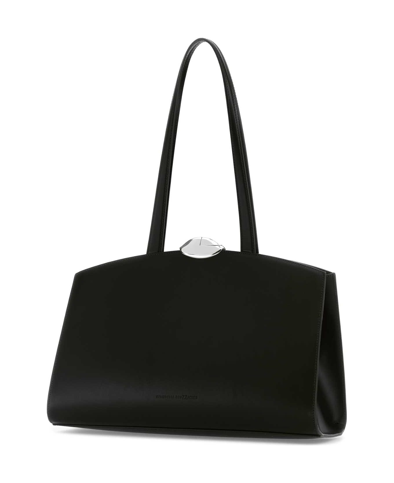 Benedetta Bruzziches Black Leather Serena Shopping Bag - NIGHTLY