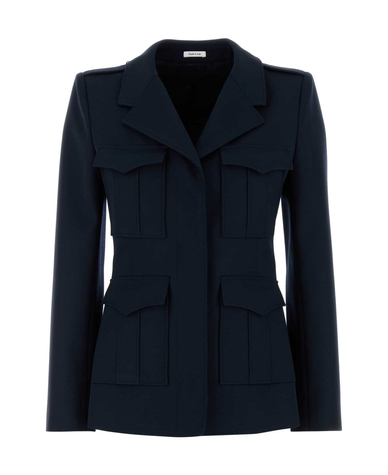 Alexander McQueen Navy Blue Wool Blazer - NAVY