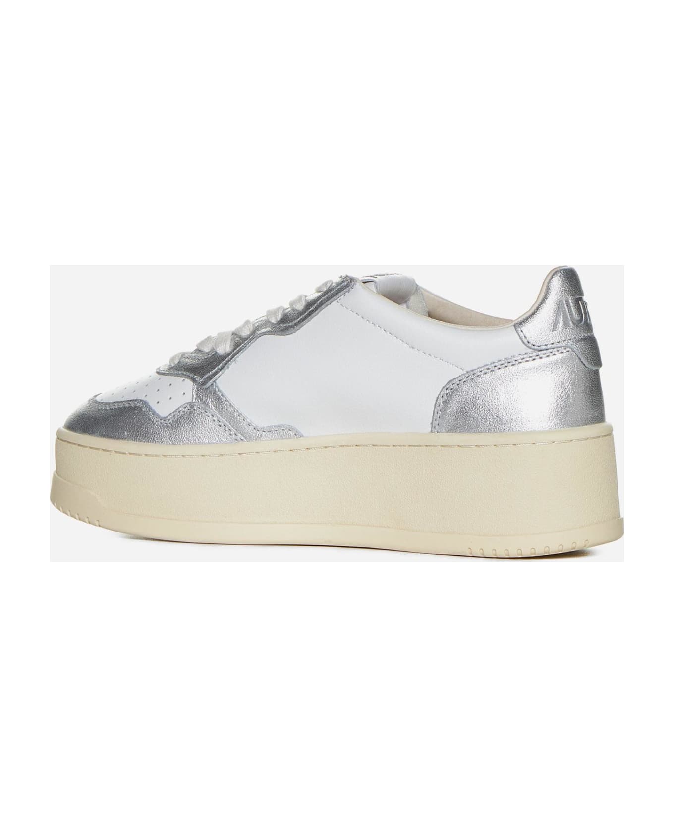 Autry Medalist Platform Leather Sneakers - Silver