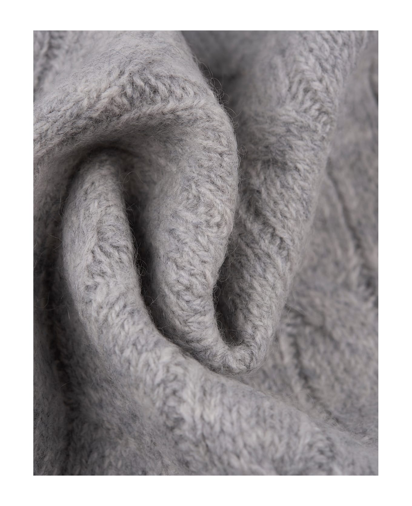 Ralph Lauren Grey Cable-knit Wool-cashmere Scarf - SOFT GREY