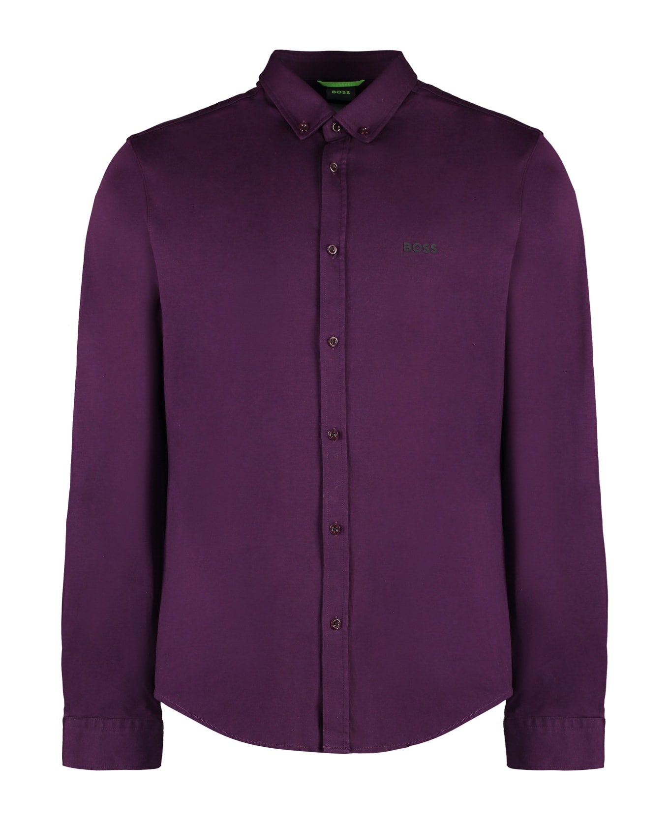 Hugo Boss Button-down Collar Cotton Shirt - Red-purple or grape