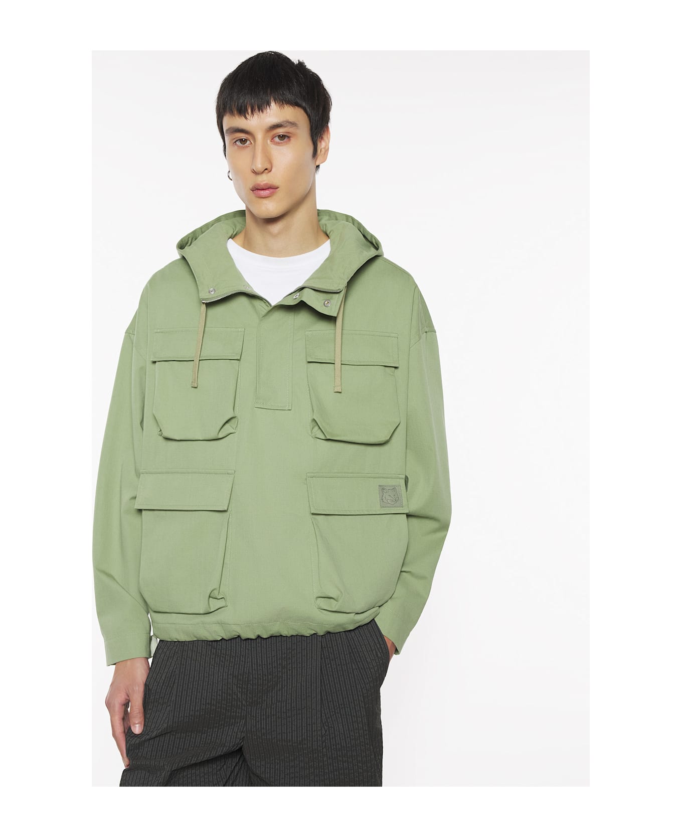 Maison Kitsuné Hooded Popover Jacket - Turf Green