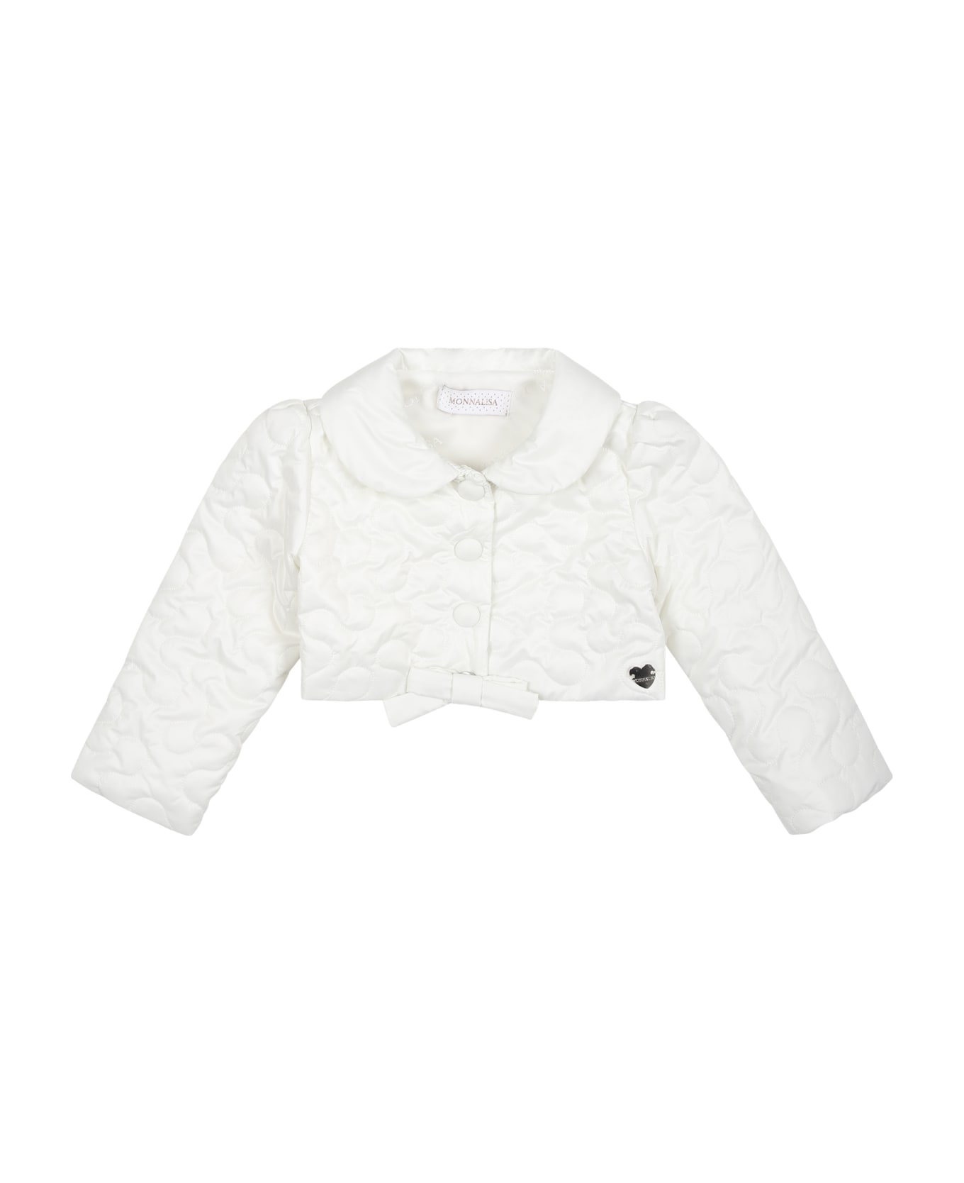 Monnalisa White Down Jacket For Baby Girl - White