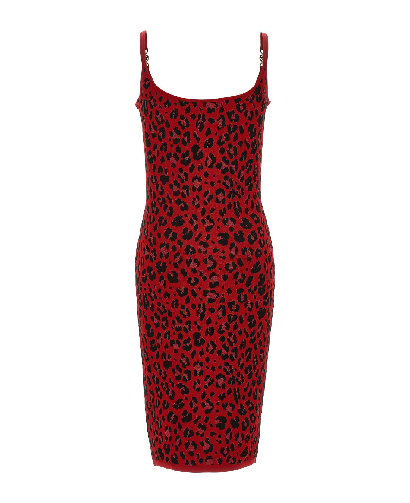 Versace 'medusa' Animal Dress - Red