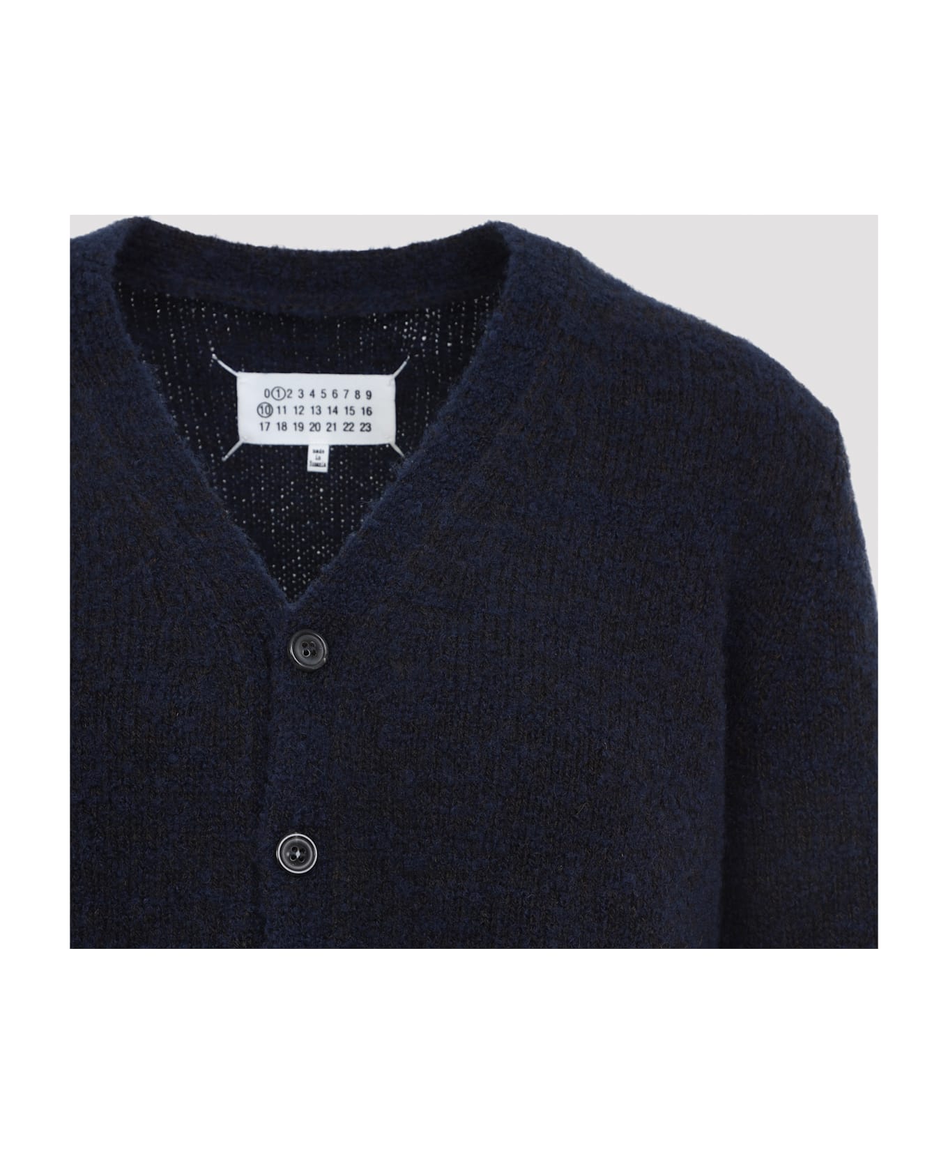 Maison Margiela Virgin Wool Cardigan - F Navy Dark Brown