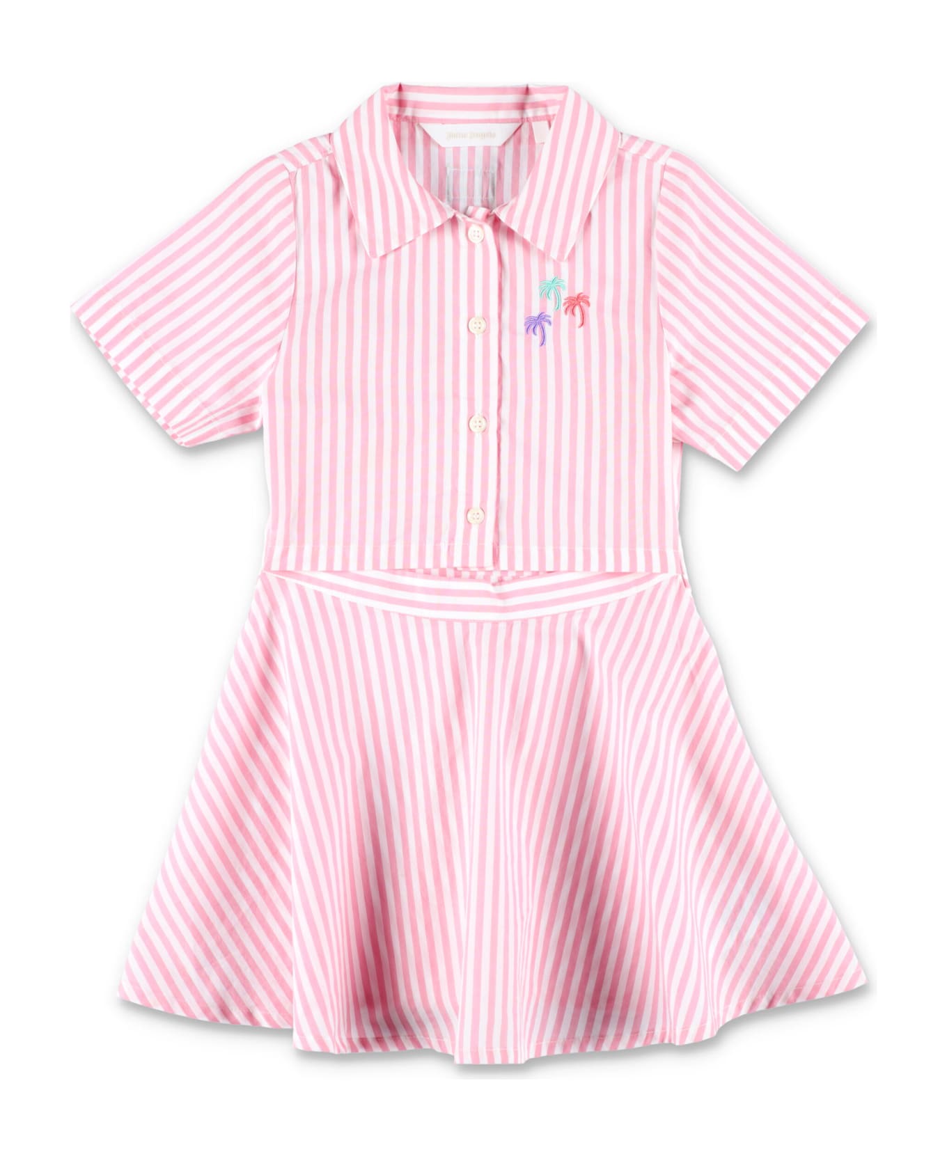Palm Angels 3 Palms Striped Shirt Dress - PINK WHITE STRIPES ワンピース＆ドレス
